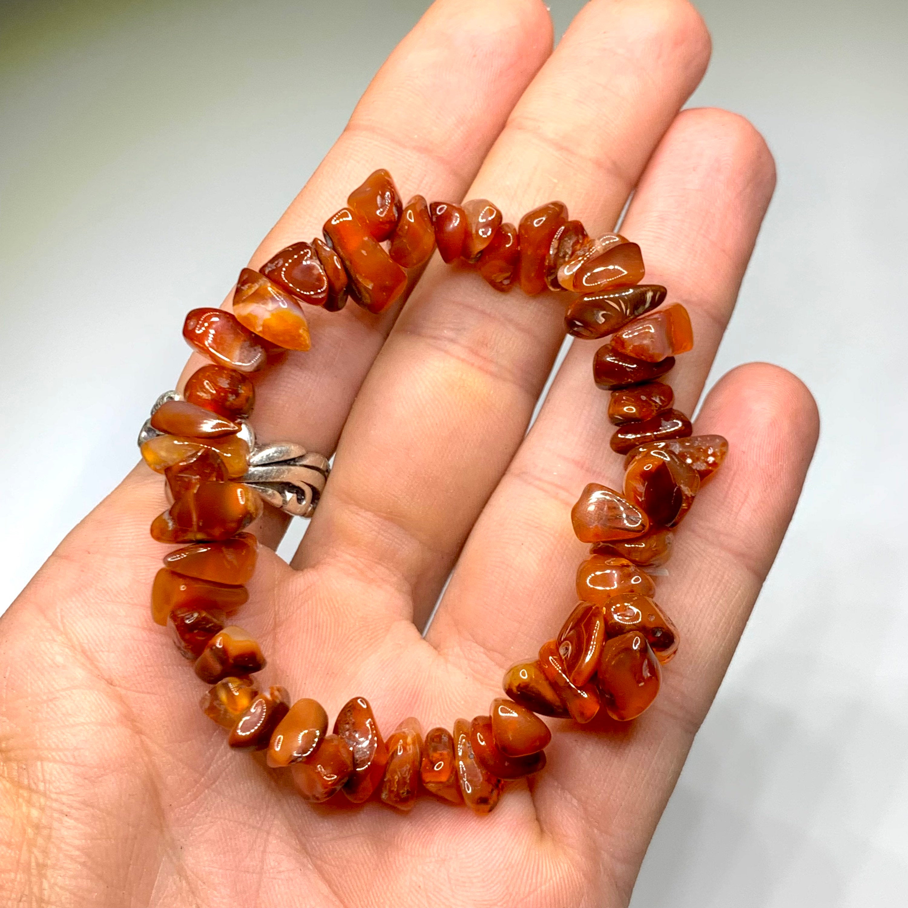 Carnelian Crystal Bracelet: Gemstone Chips Beaded Bracelet