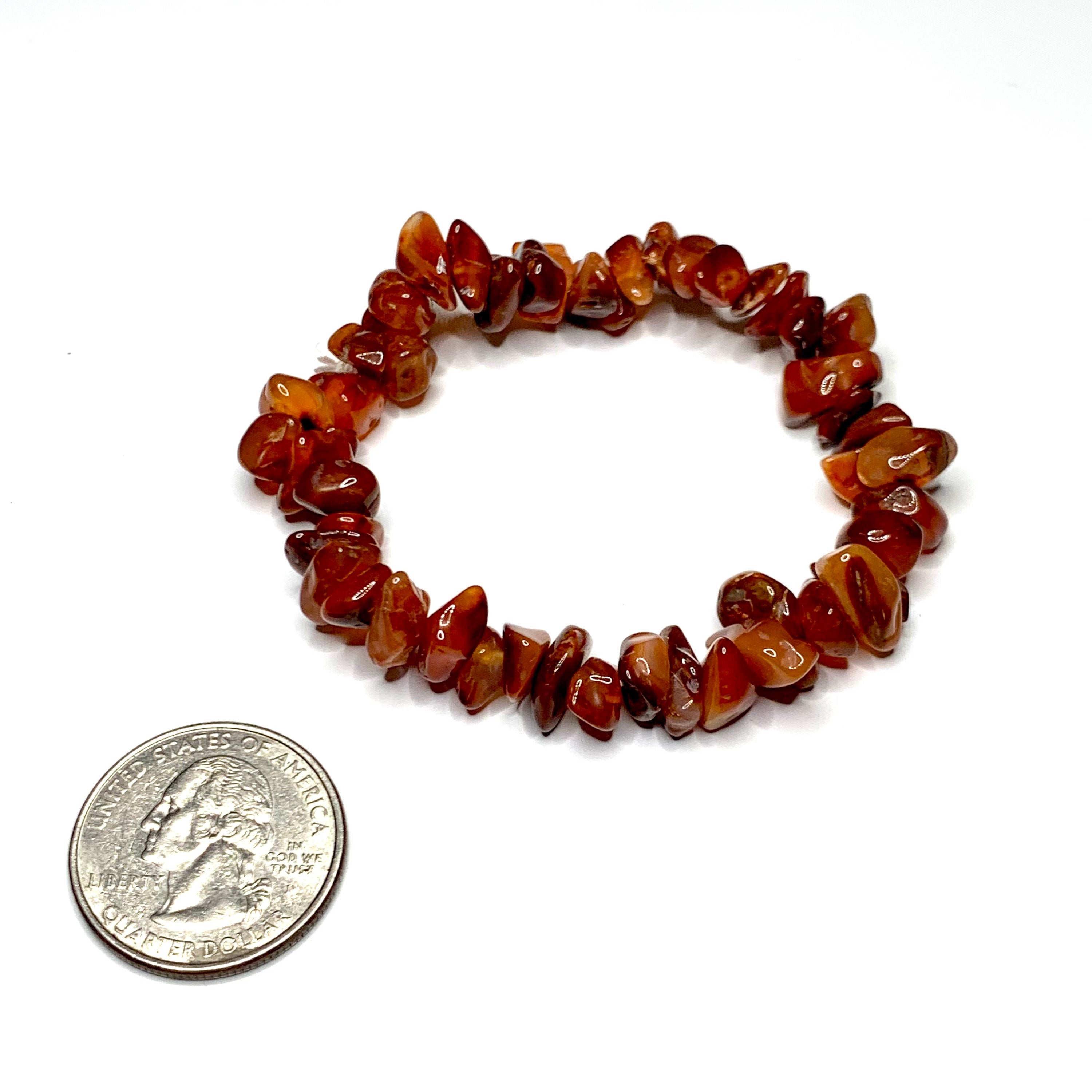 Carnelian Crystal Bracelet: Gemstone Chips Beaded Bracelet