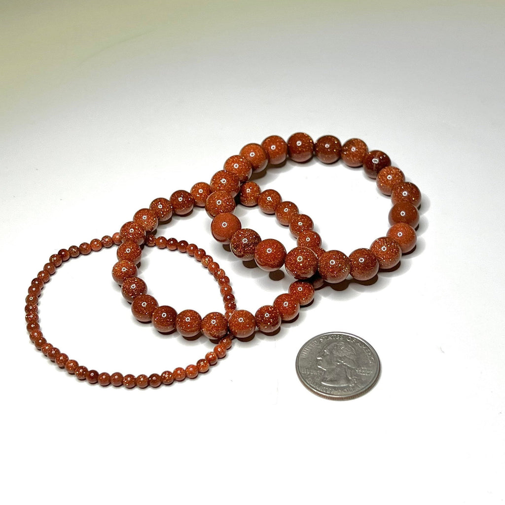 Red Goldstone Crystal Bracelet: Handmade Gemstone Beaded Bracelet