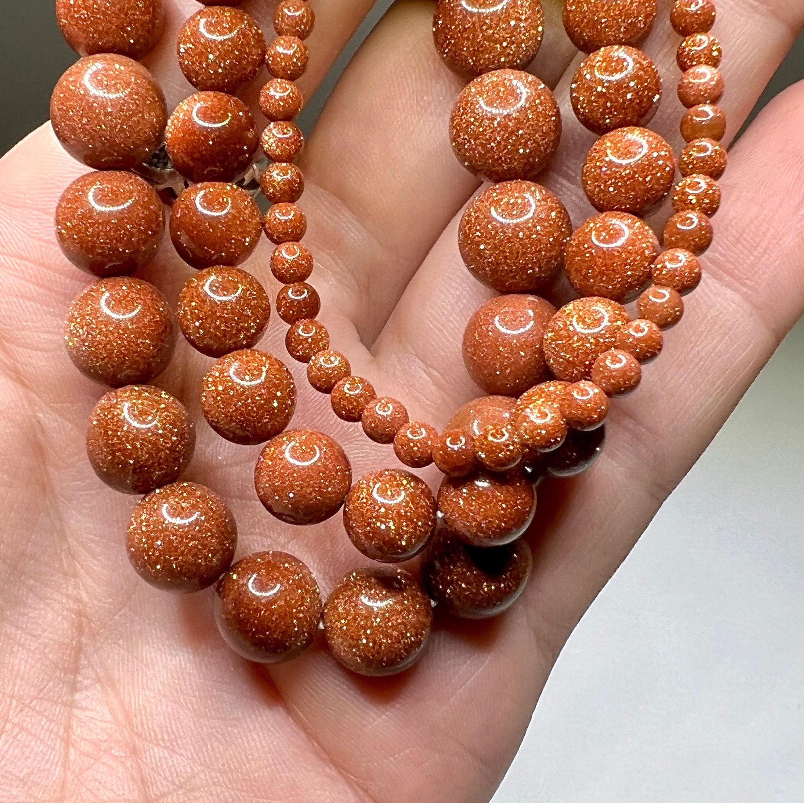 Red Goldstone Crystal Bracelet: Handmade Gemstone Beaded Bracelet