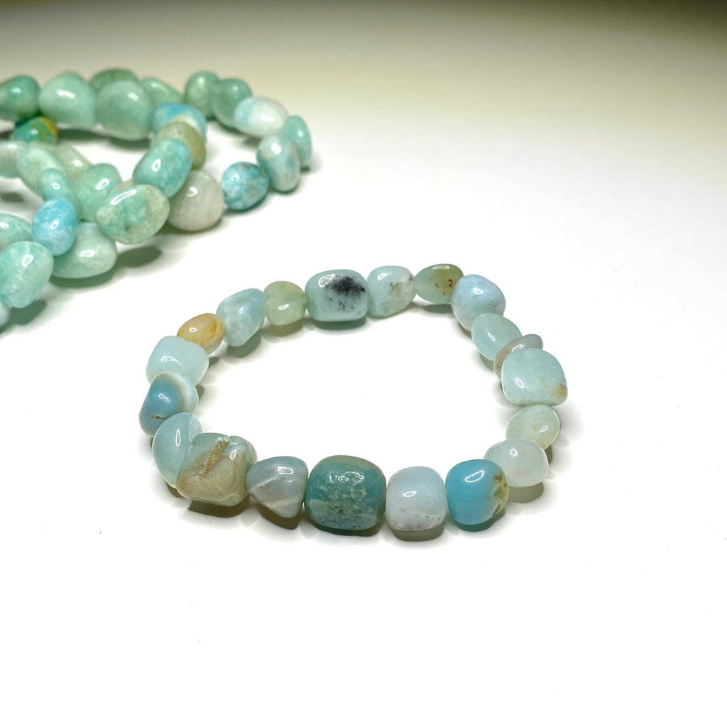 Amazonite Crystal Bracelet: Tumbled Gemstone Beaded Bracelet