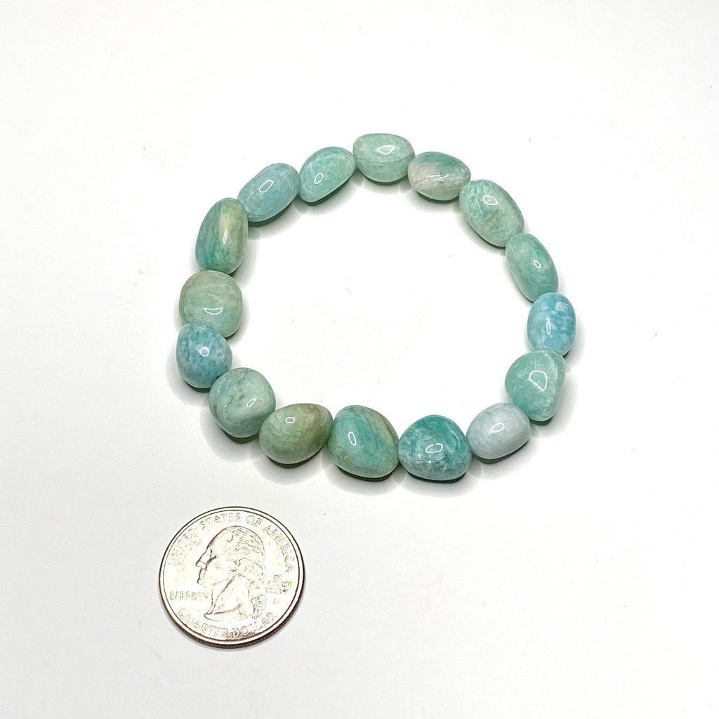 Amazonite Crystal Bracelet: Tumbled Gemstone Beaded Bracelet