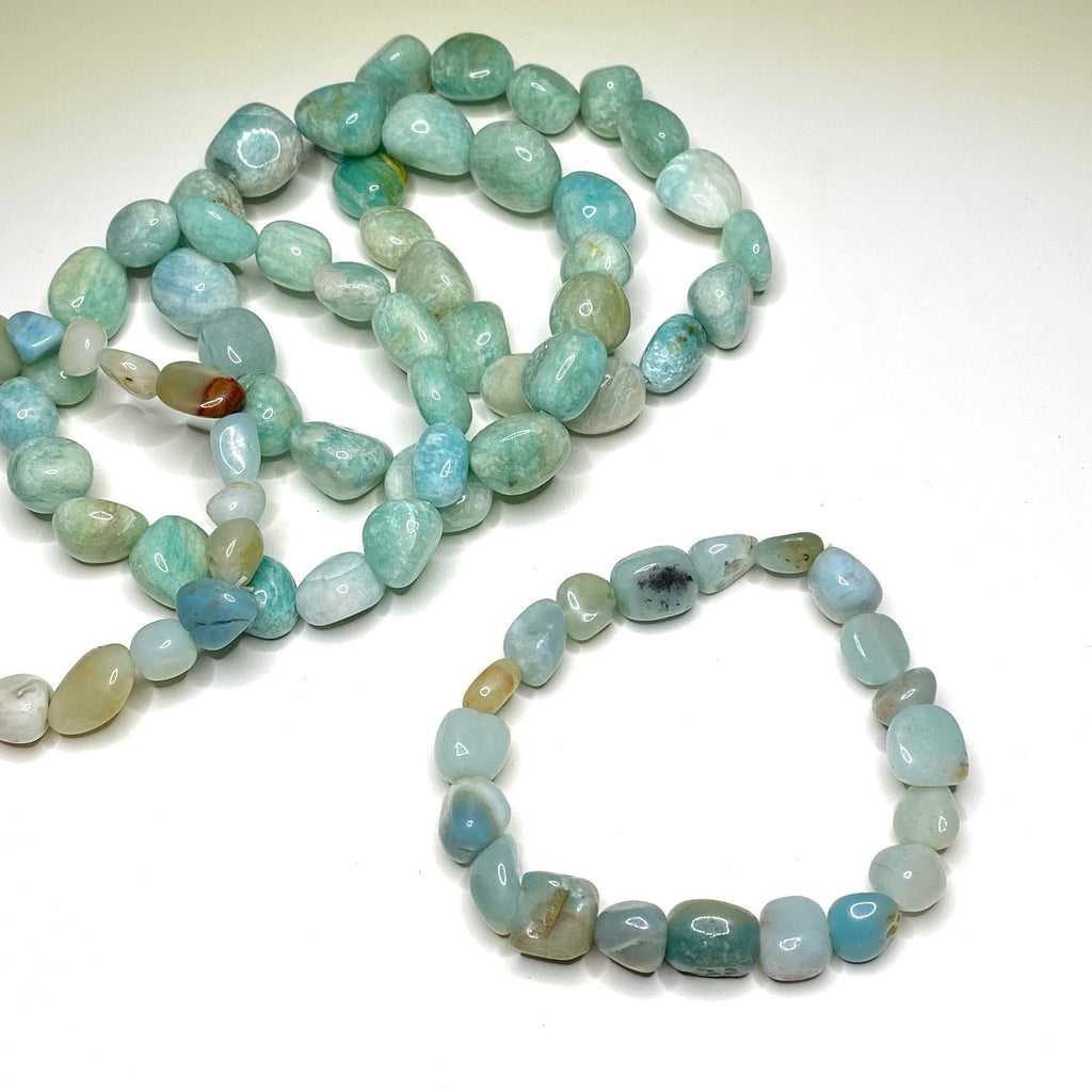 Amazonite Crystal Bracelet: Tumbled Gemstone Beaded Bracelet