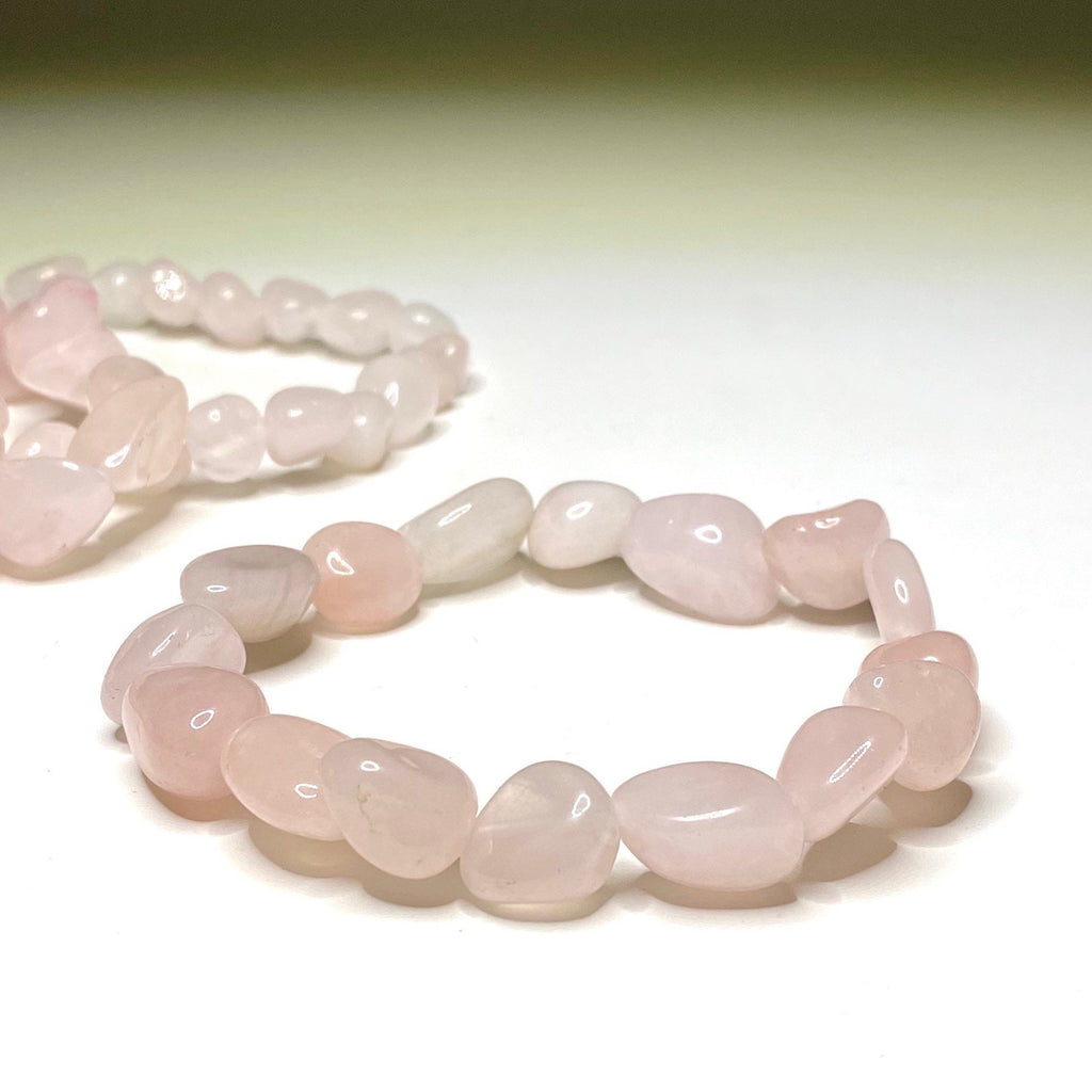 Rose Quartz Tumbled Crystal Beaded Bracelet - Emotional Healing