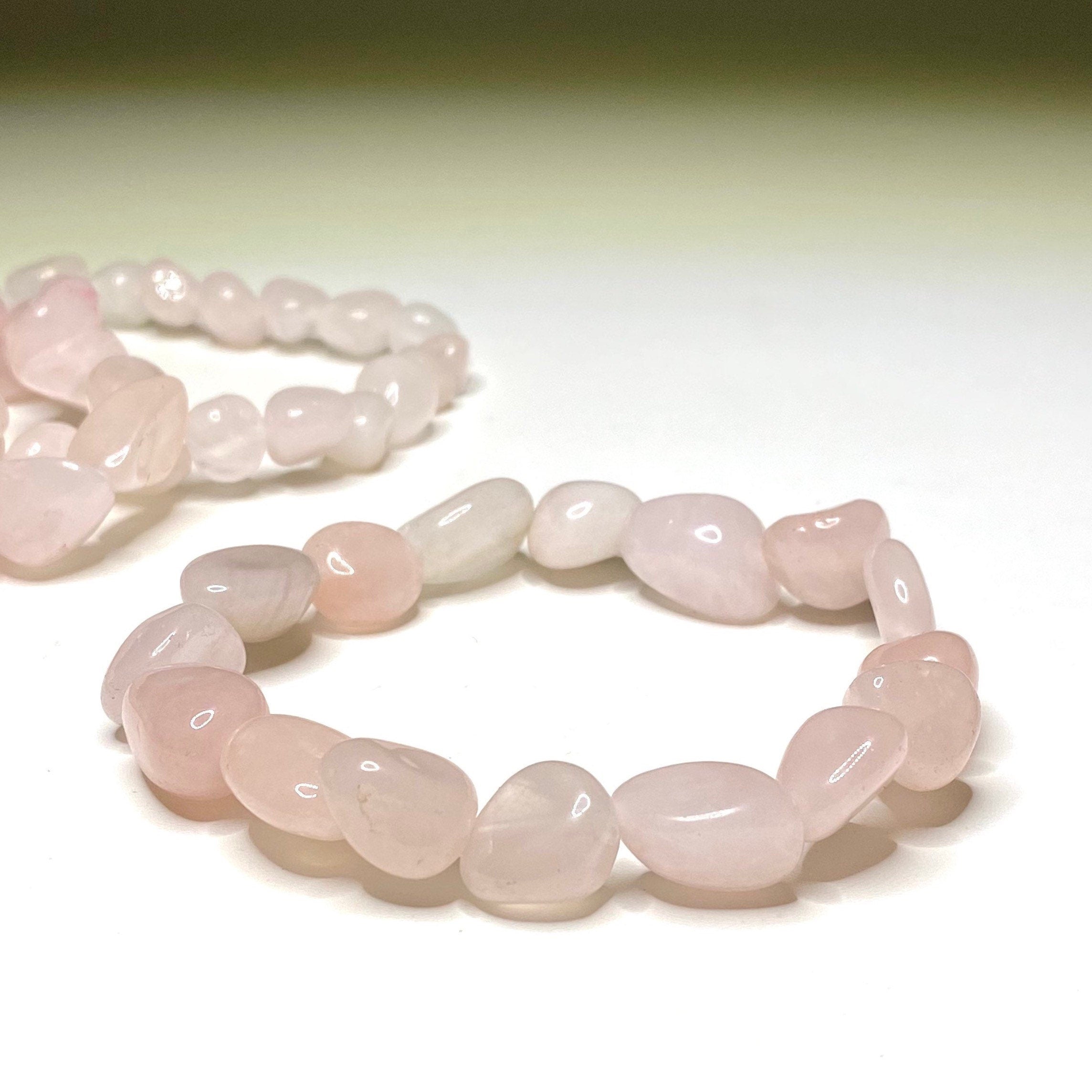 Rose Quartz Tumbled Crystal Beaded Bracelet - Emotional Healing