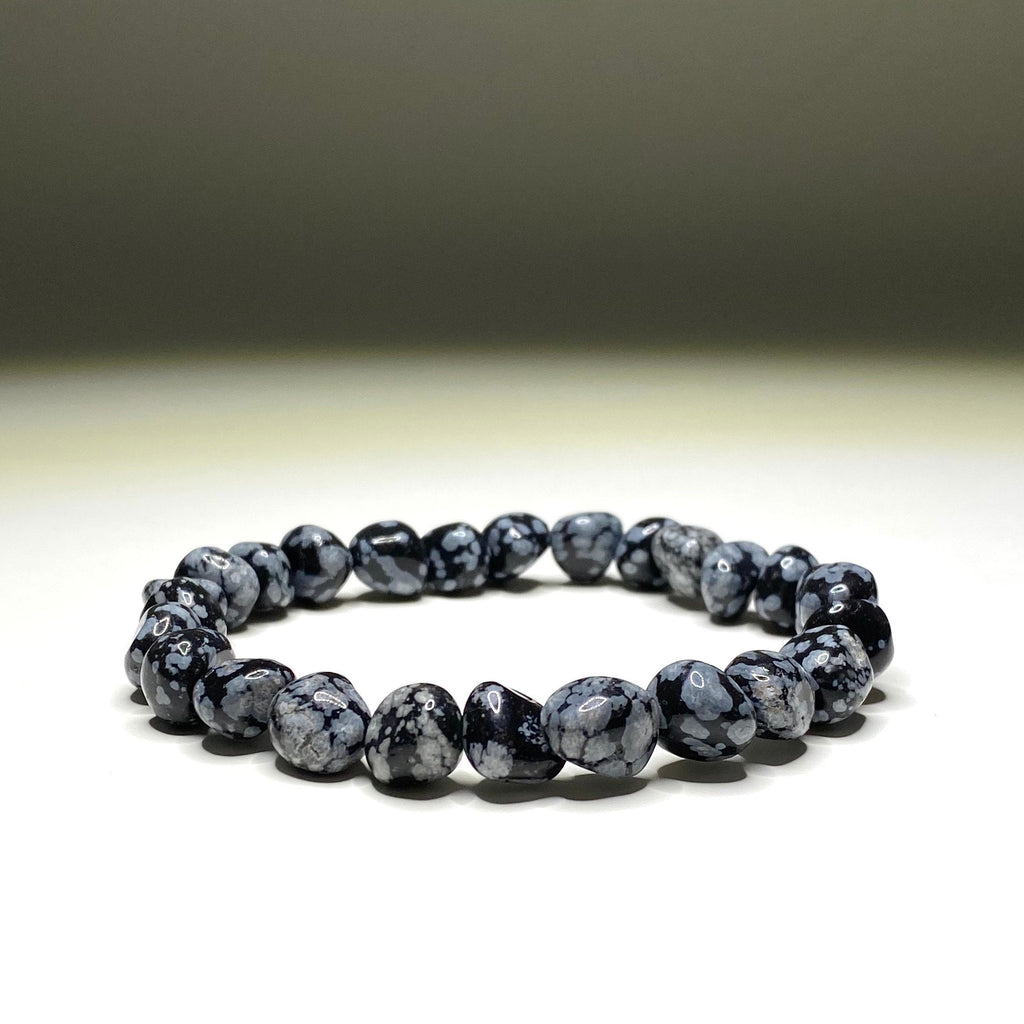 Snowflake Obsidian Crystal Bracelet: Handmade Gemstone Beaded Bracelet