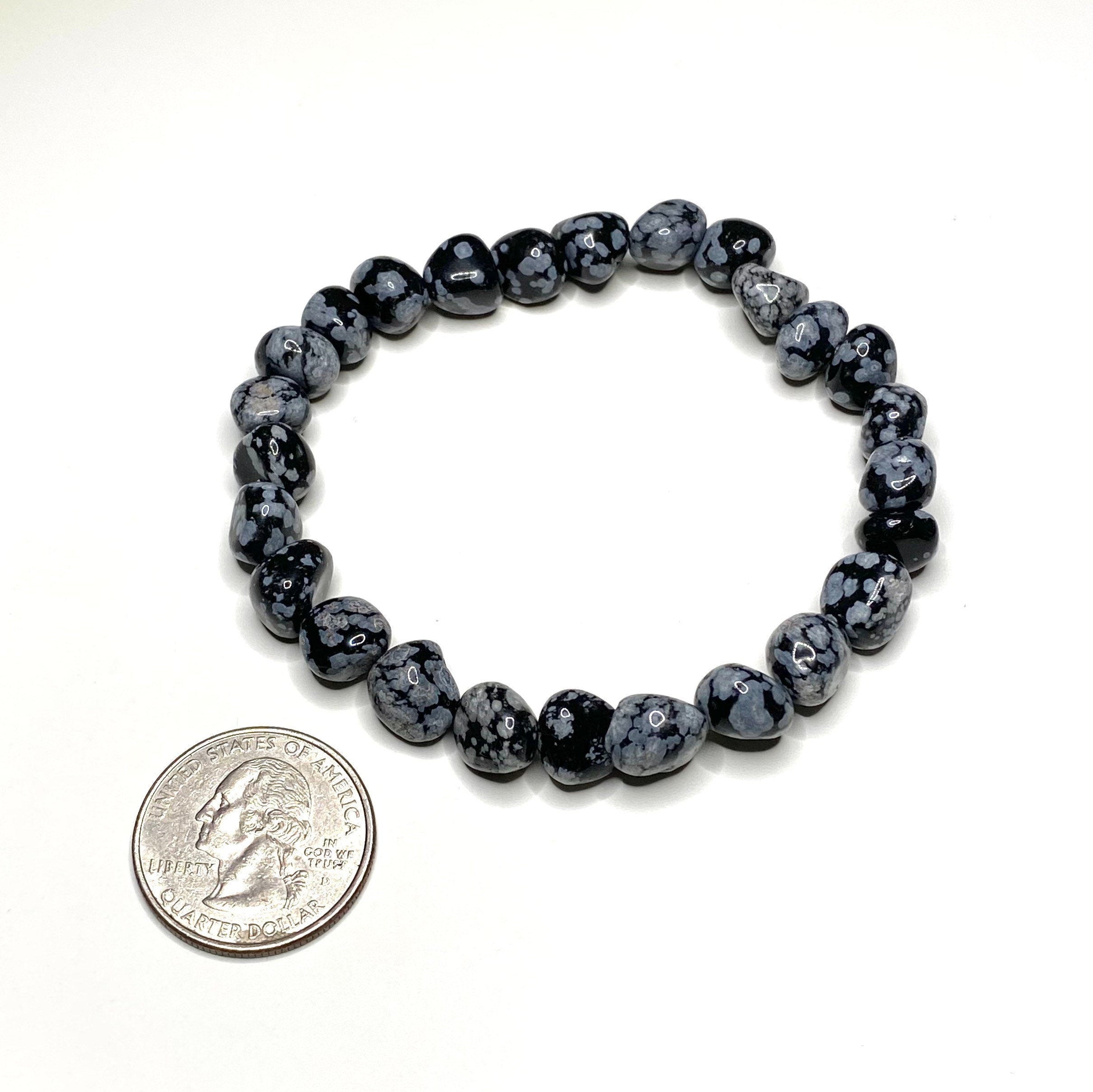 Snowflake Obsidian Crystal Bracelet: Handmade Gemstone Beaded Bracelet