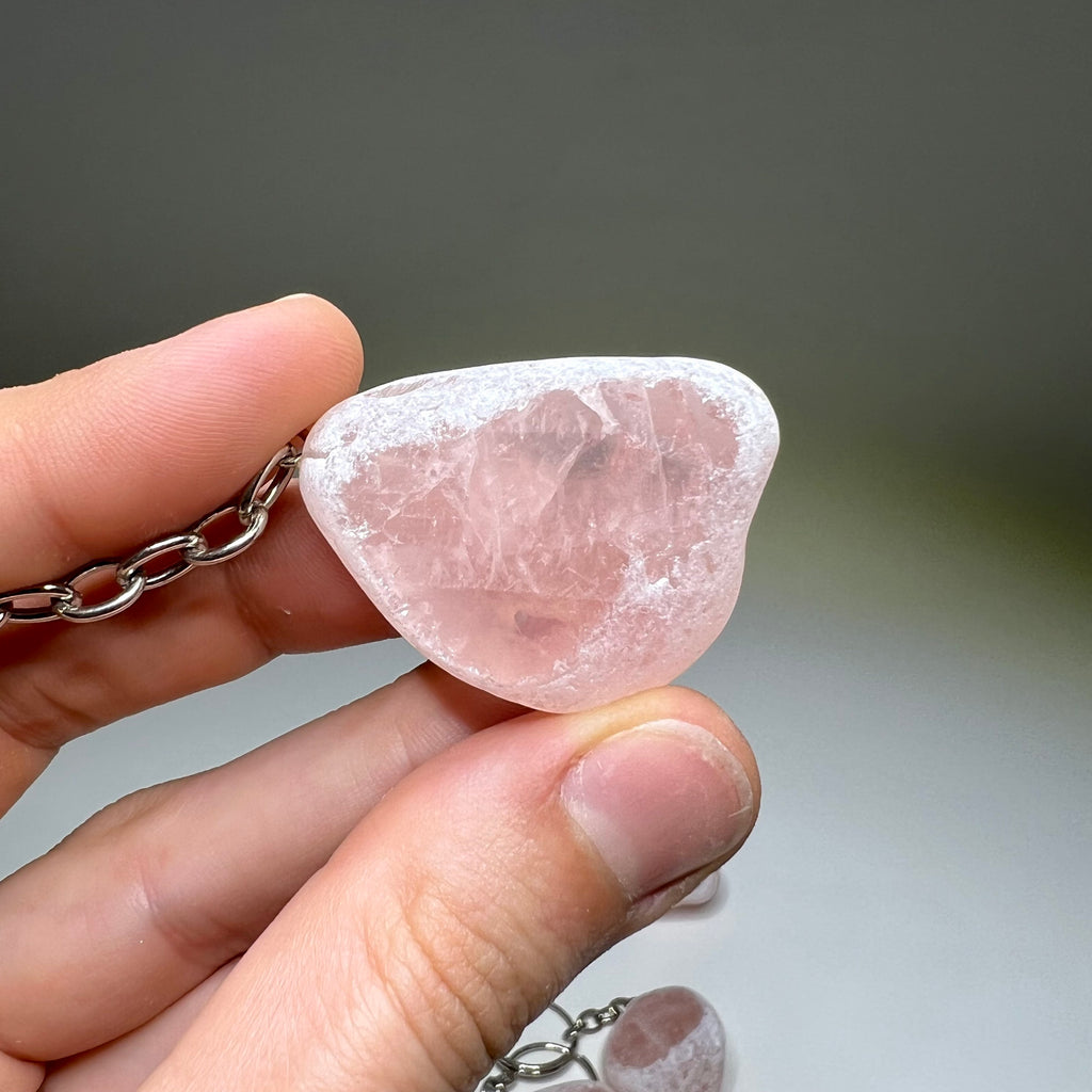 Tumbled Rose Quartz Crystal Keychain