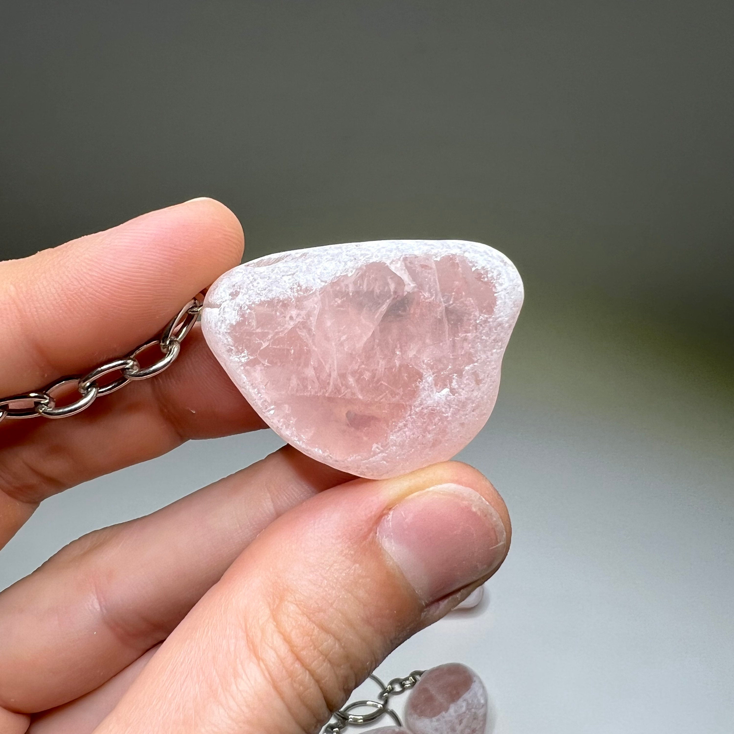 Tumbled Rose Quartz Crystal Keychain