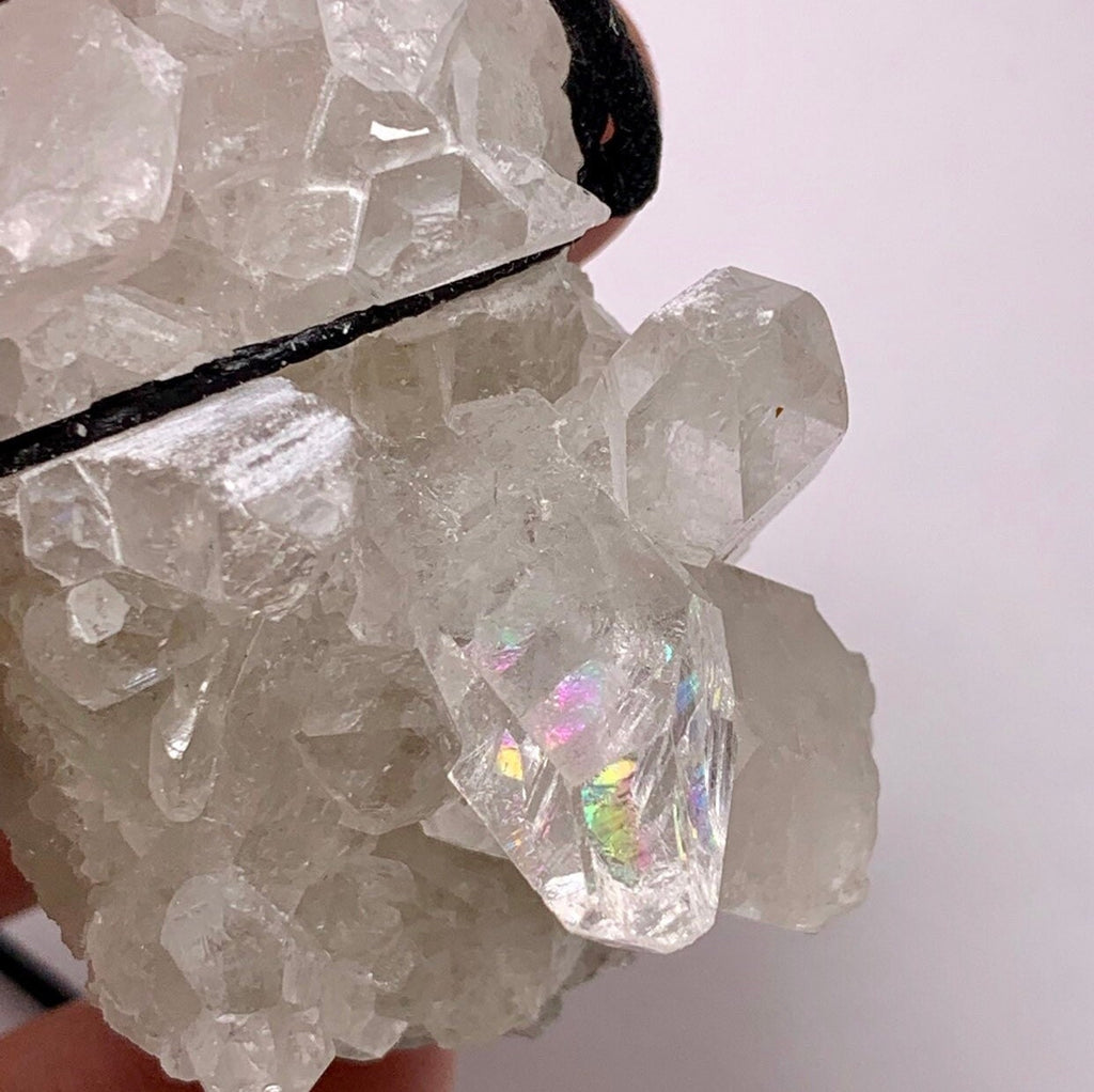 Clear Quartz Cluster Cord Necklace - Metaphysical Crystal Jewelry