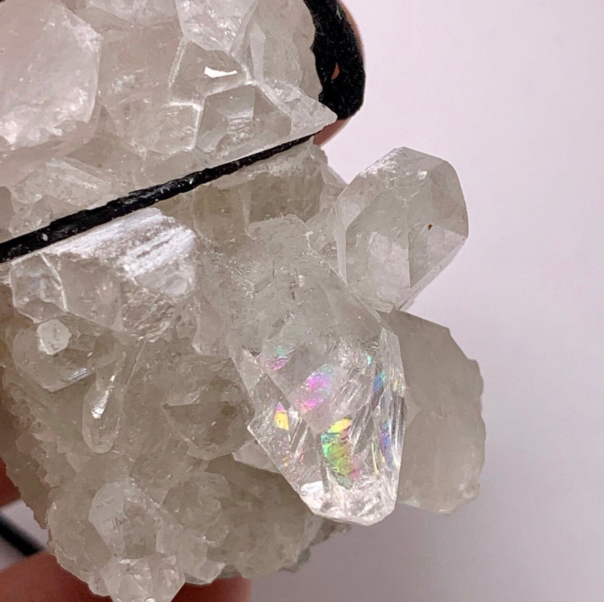 Clear Quartz Cluster Cord Necklace - Metaphysical Crystal Jewelry