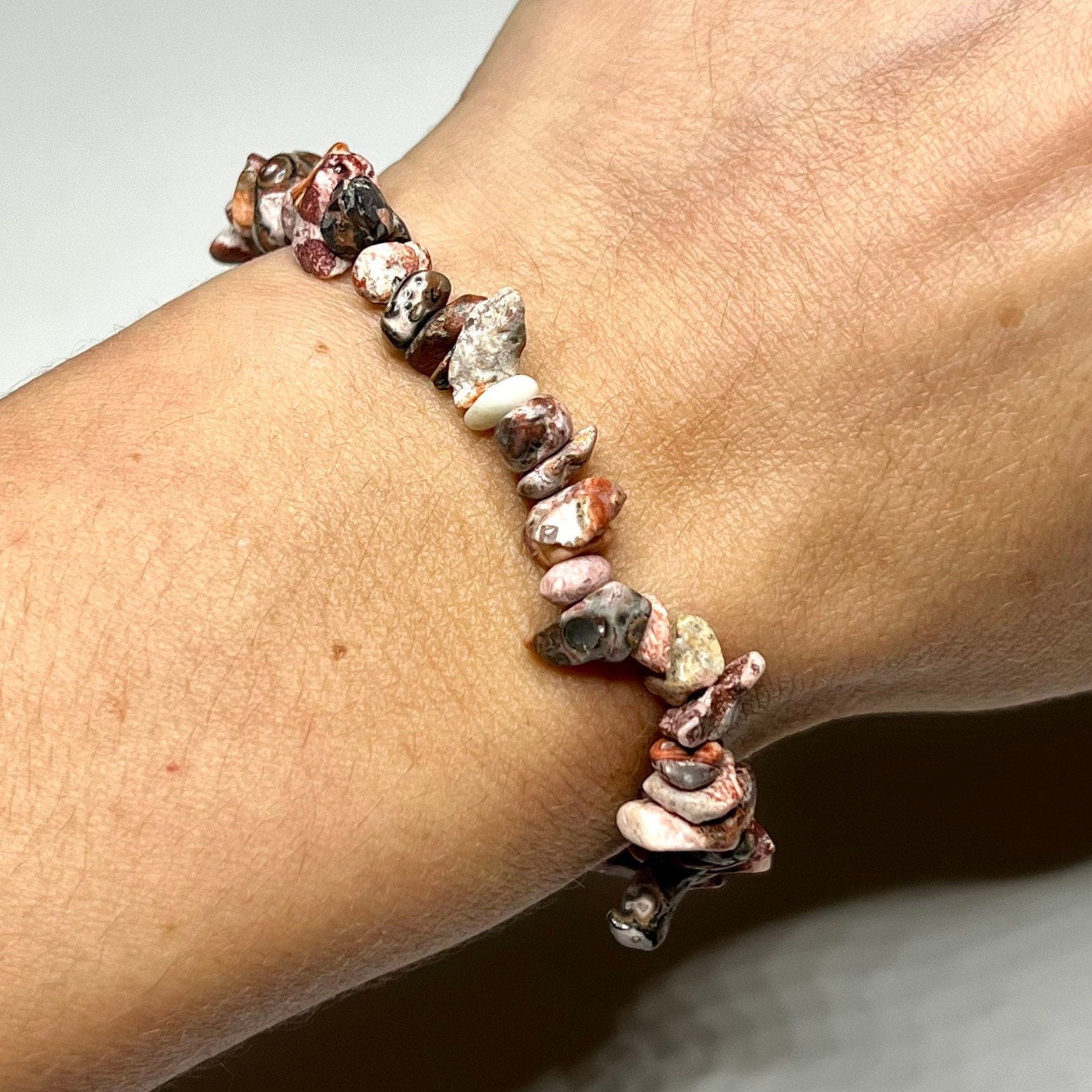 Leopardskin Jasper Crystal Chip Bracelet: Gemstone Beaded Jewelry