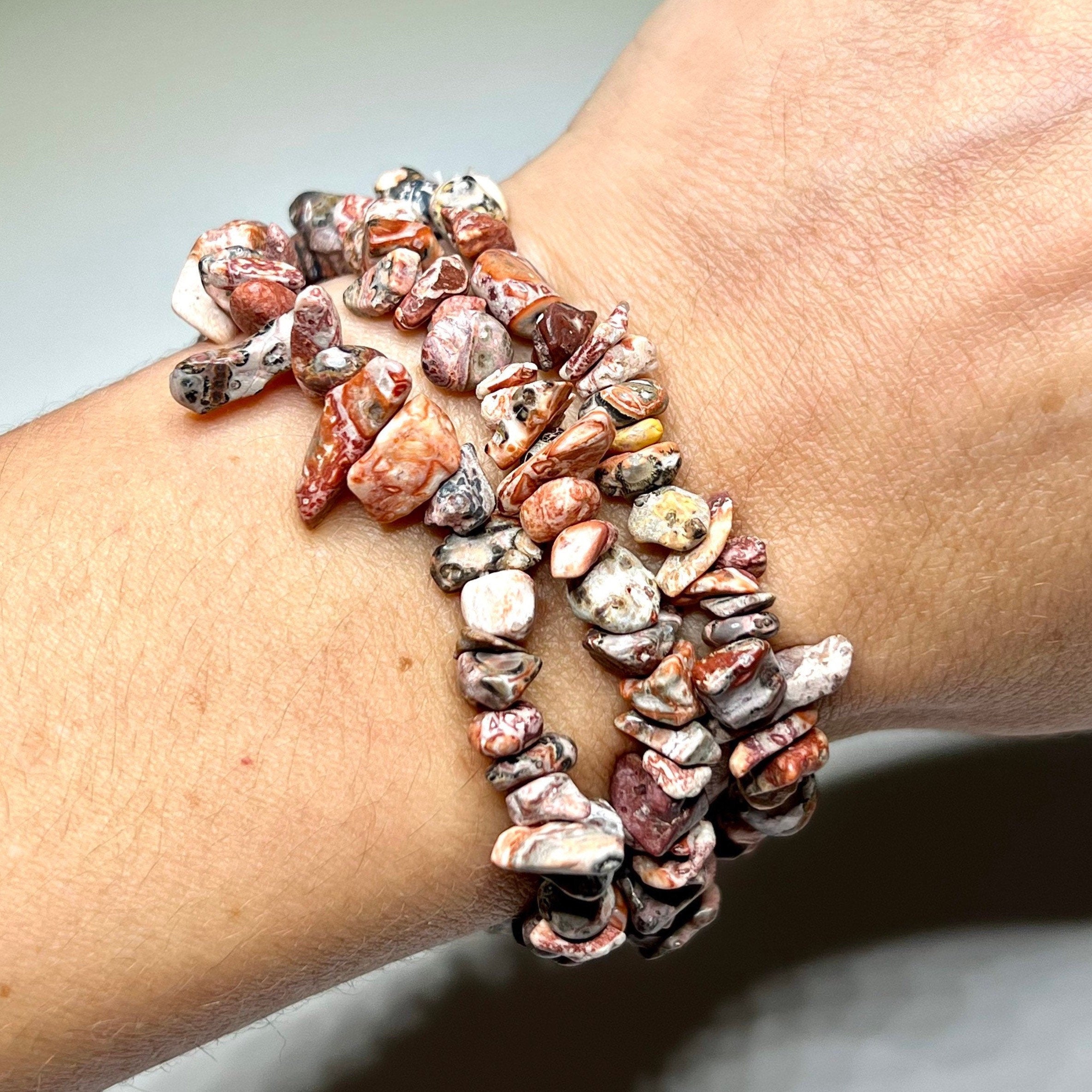 Leopardskin Jasper Crystal Chip Bracelet: Gemstone Beaded Jewelry