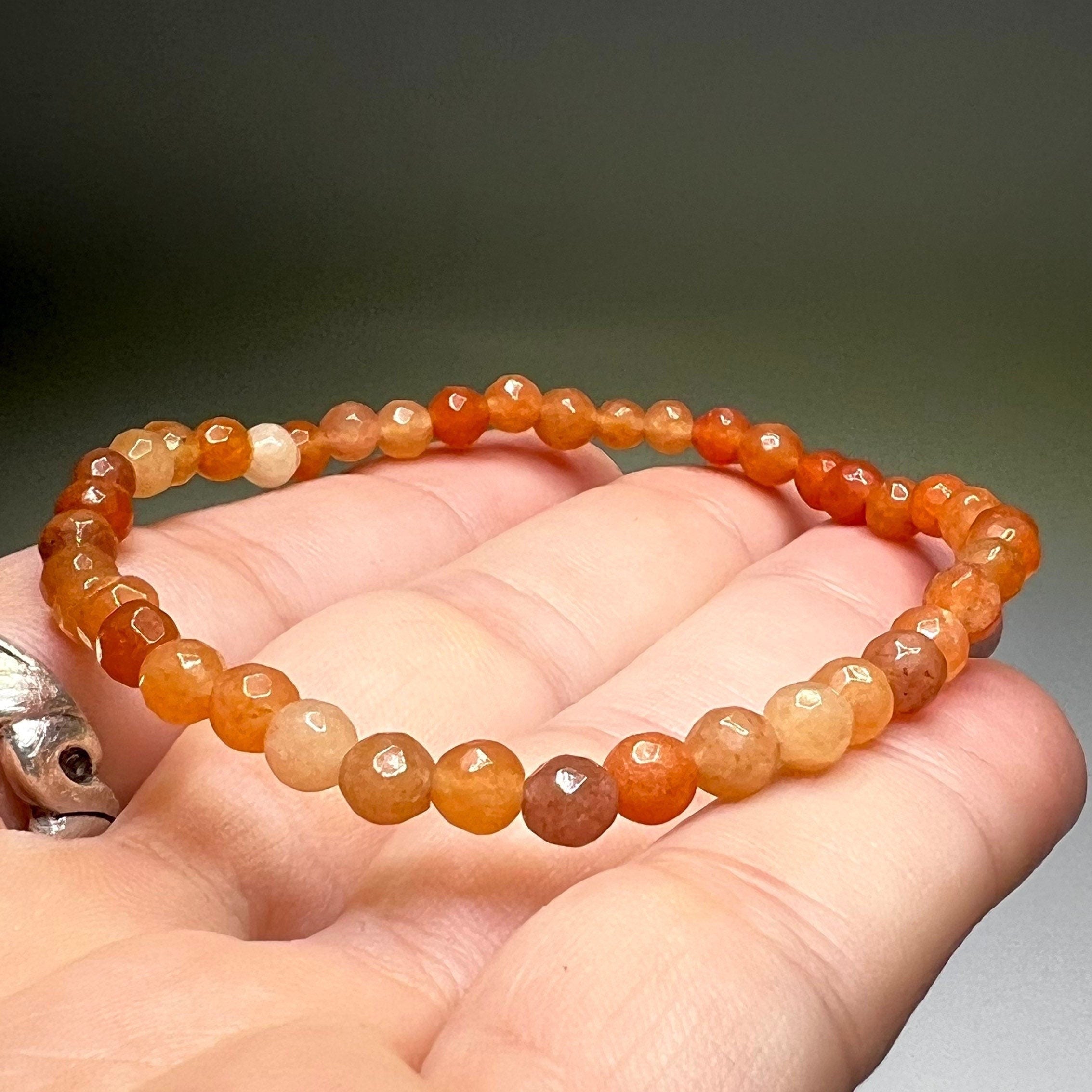 Honey Onyx 4mm Crystal Bracelet: Handmade Gemstone Beaded Bracelet