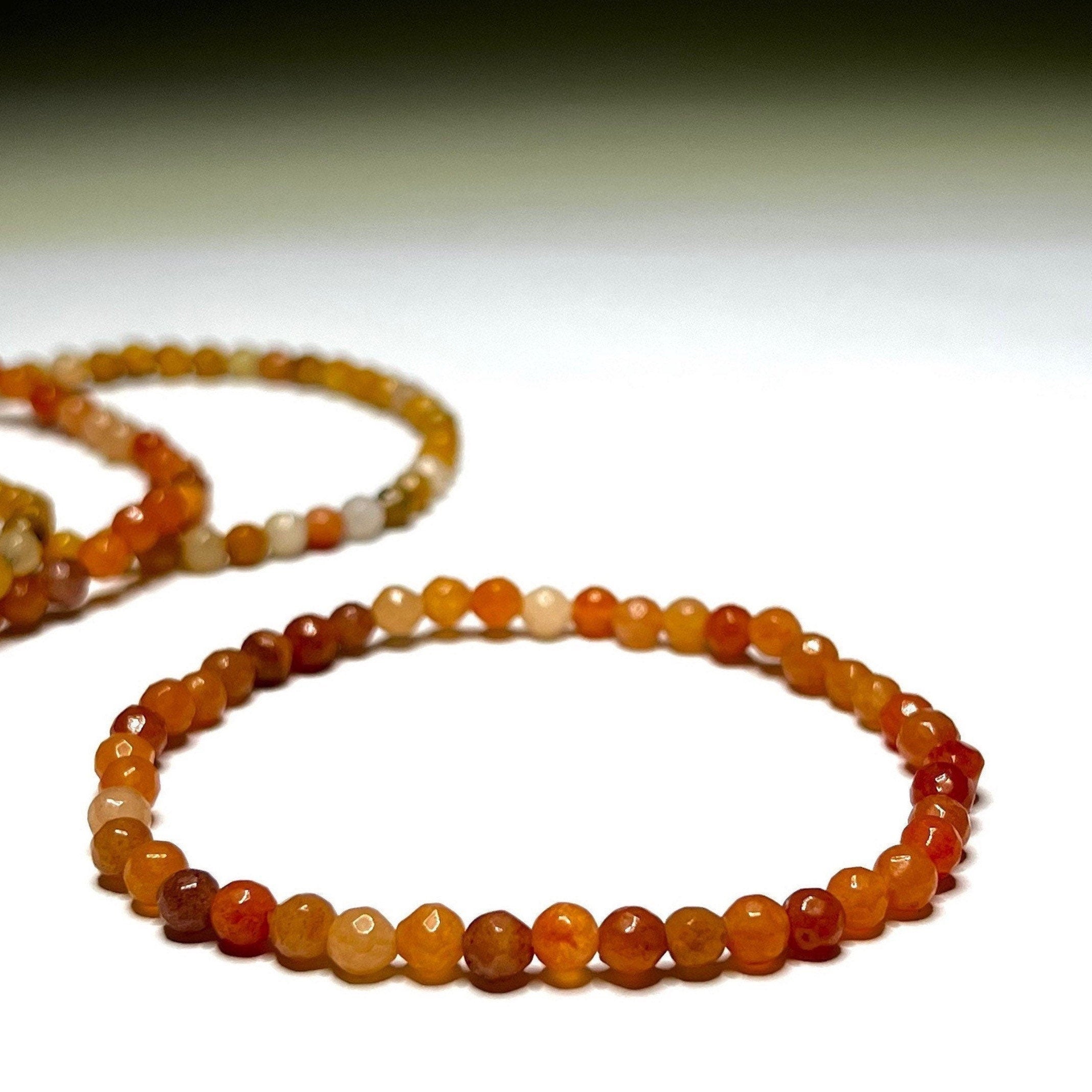 Honey Onyx 4mm Crystal Bracelet: Handmade Gemstone Beaded Bracelet