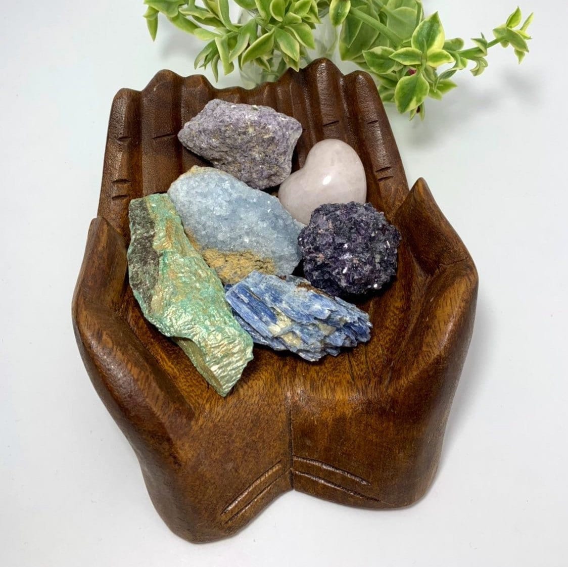 Large Wood Carved Praying Hand Shape Bowl