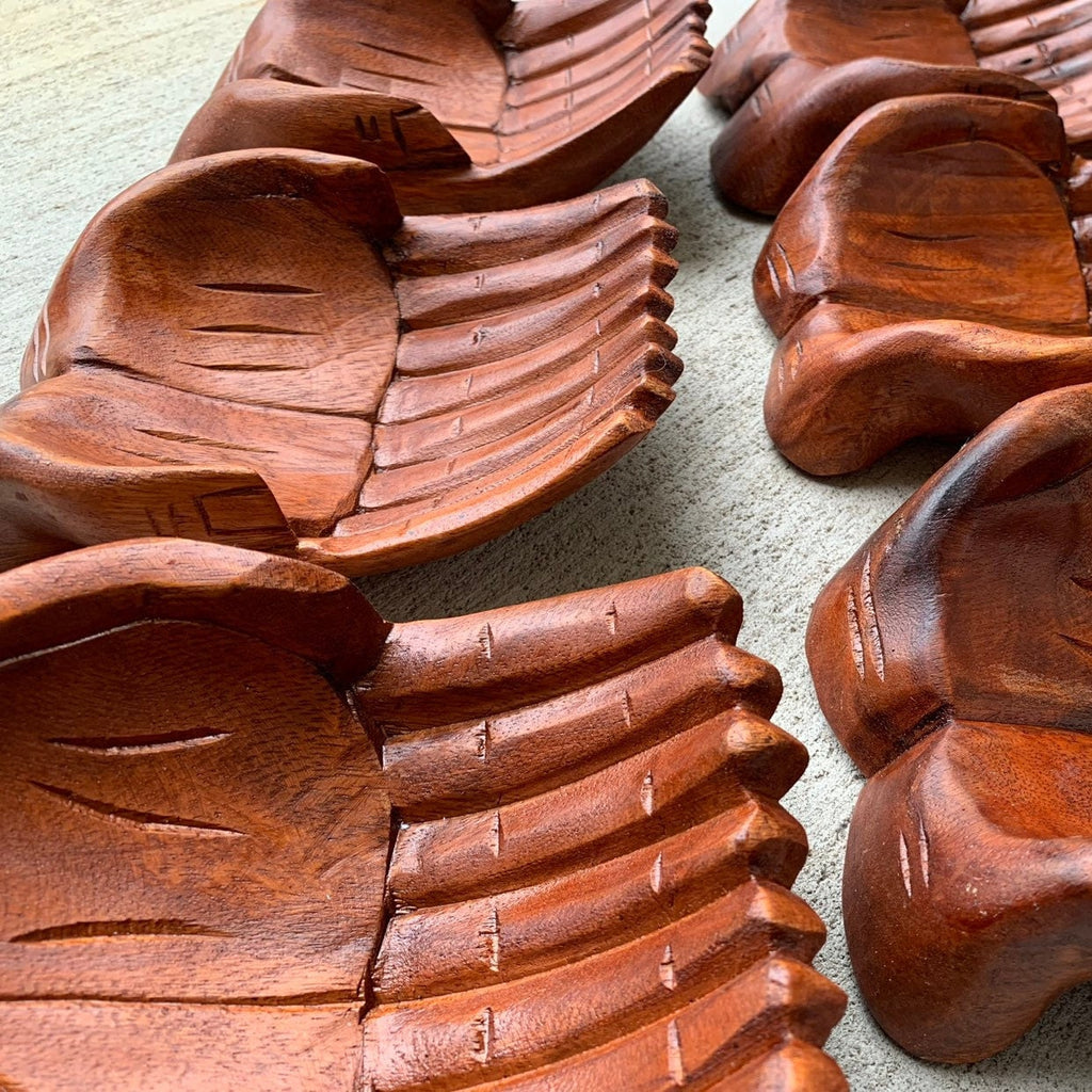 Large Wood Carved Praying Hand Shape Bowl