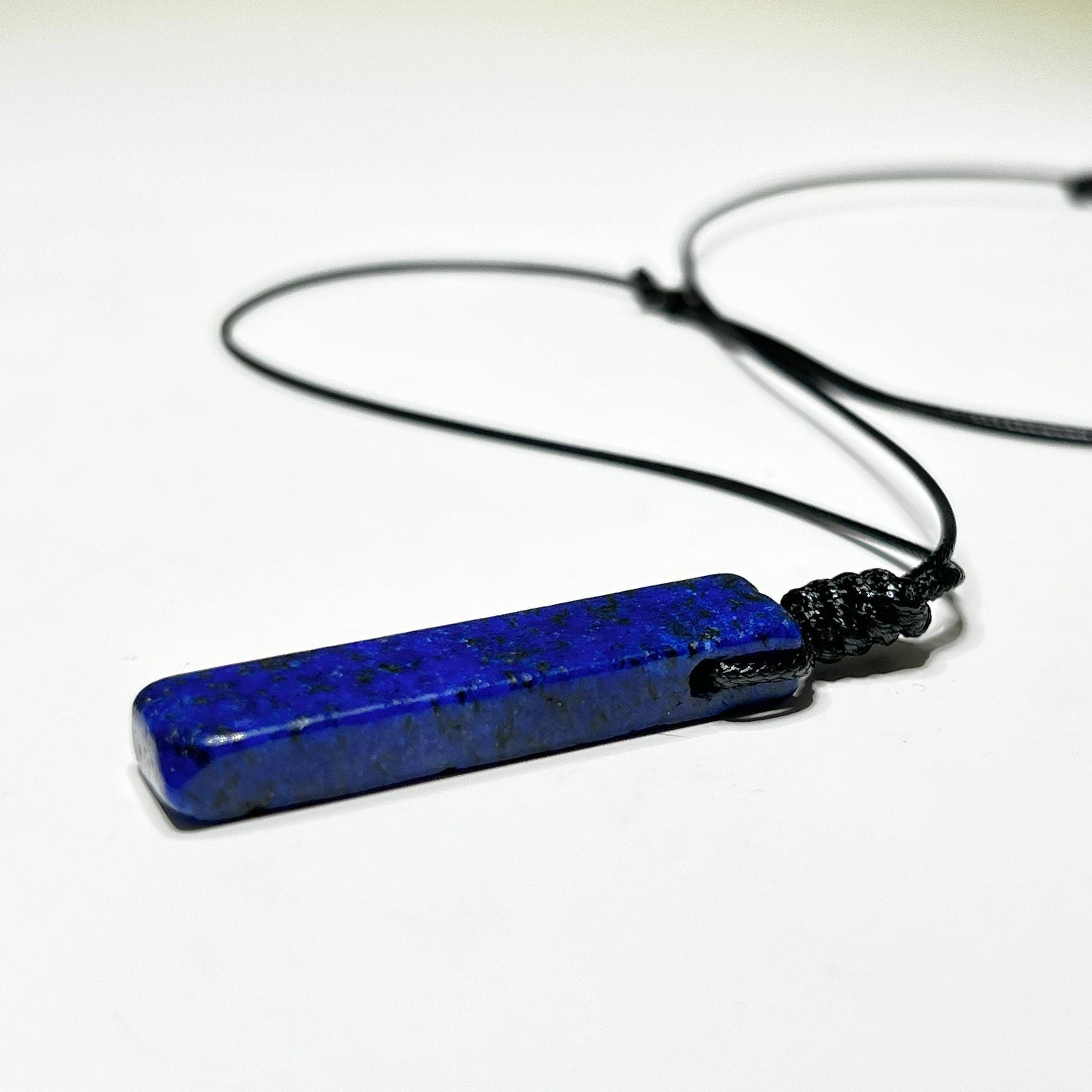 Lapis Lazuli Pendant Necklace, Handmade Crystal Cord Necklace