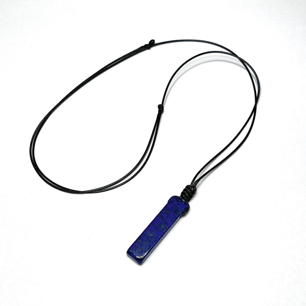 Lapis Lazuli Pendant Necklace, Handmade Crystal Cord Necklace