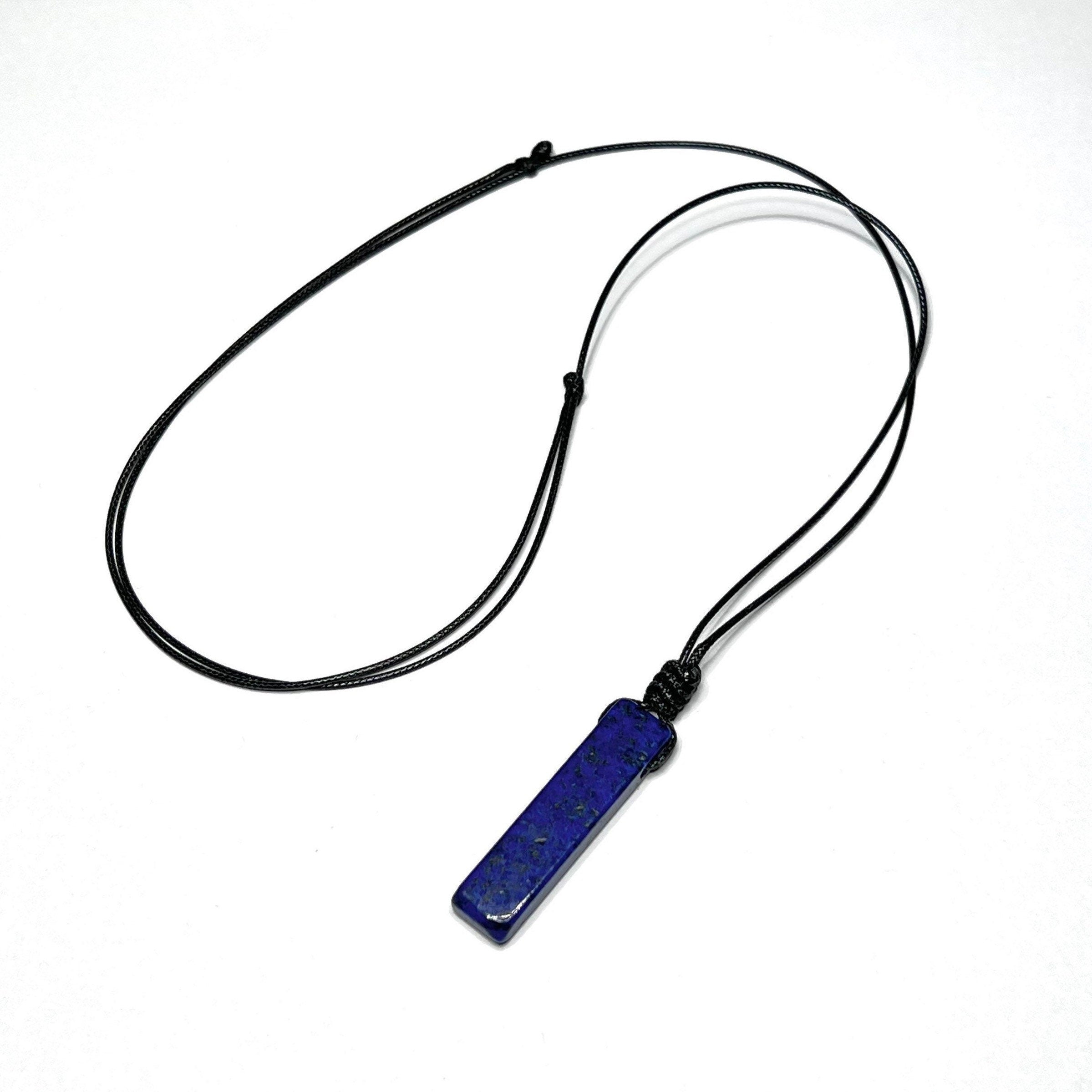 Lapis Lazuli Pendant Necklace, Handmade Crystal Cord Necklace