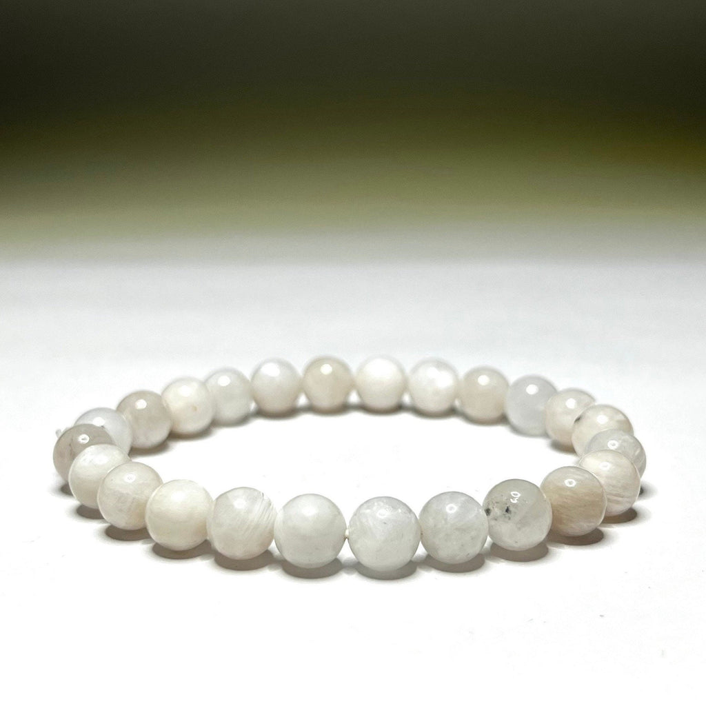 Rainbow Moonstone Beaded Bracelet: Handmade Gemstone Stretch Bracelet, 4-10mm Bead Option