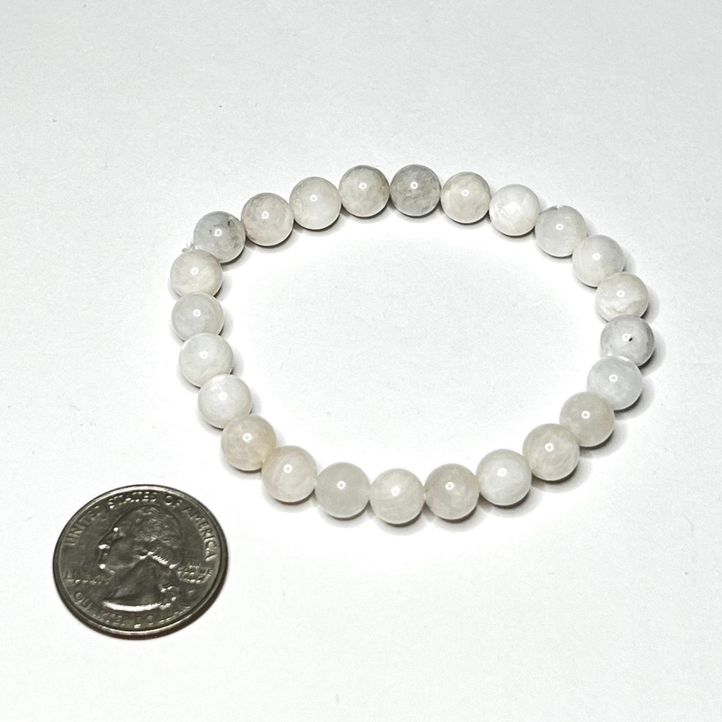 Rainbow Moonstone Beaded Bracelet: Handmade Gemstone Stretch Bracelet, 4-10mm Bead Option