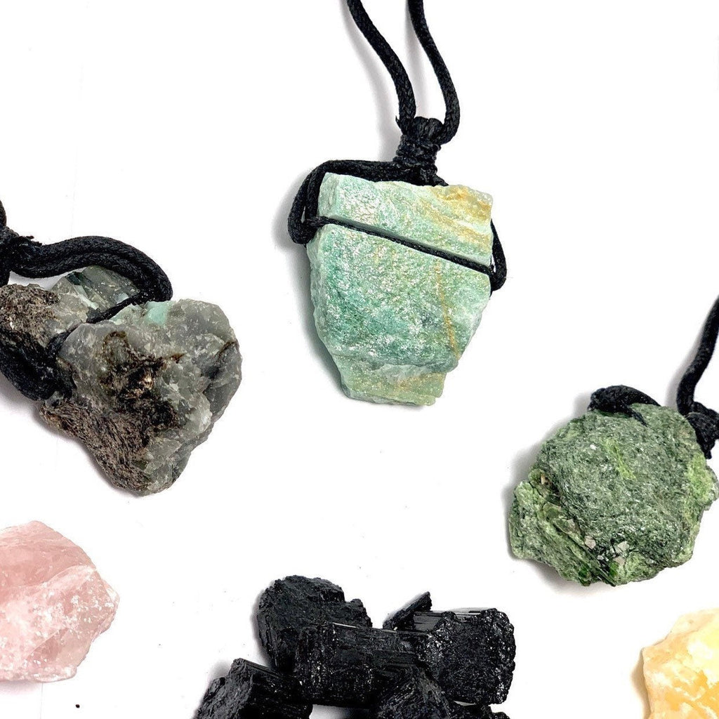 Raw Gemstone Cord Necklace, Choose Your Gemstone!