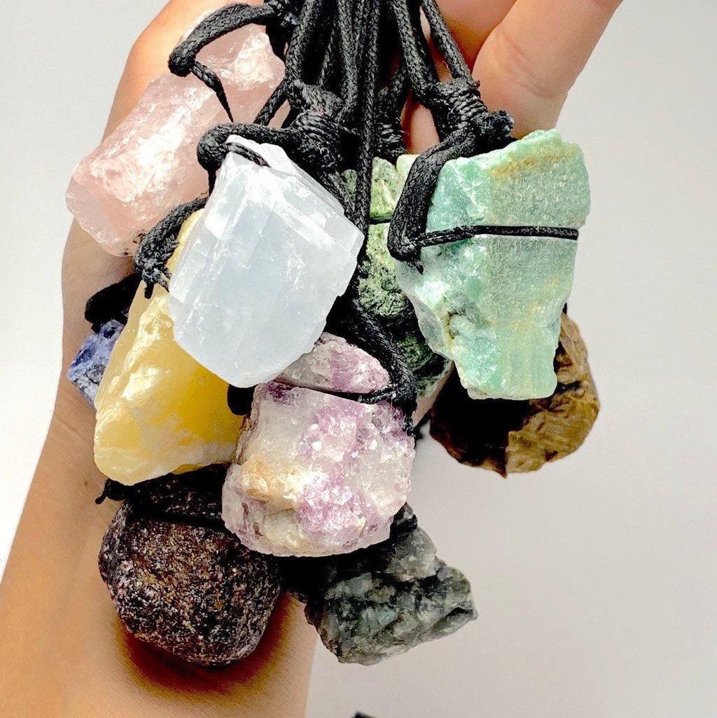Raw Gemstone Cord Necklace, Choose Your Gemstone!