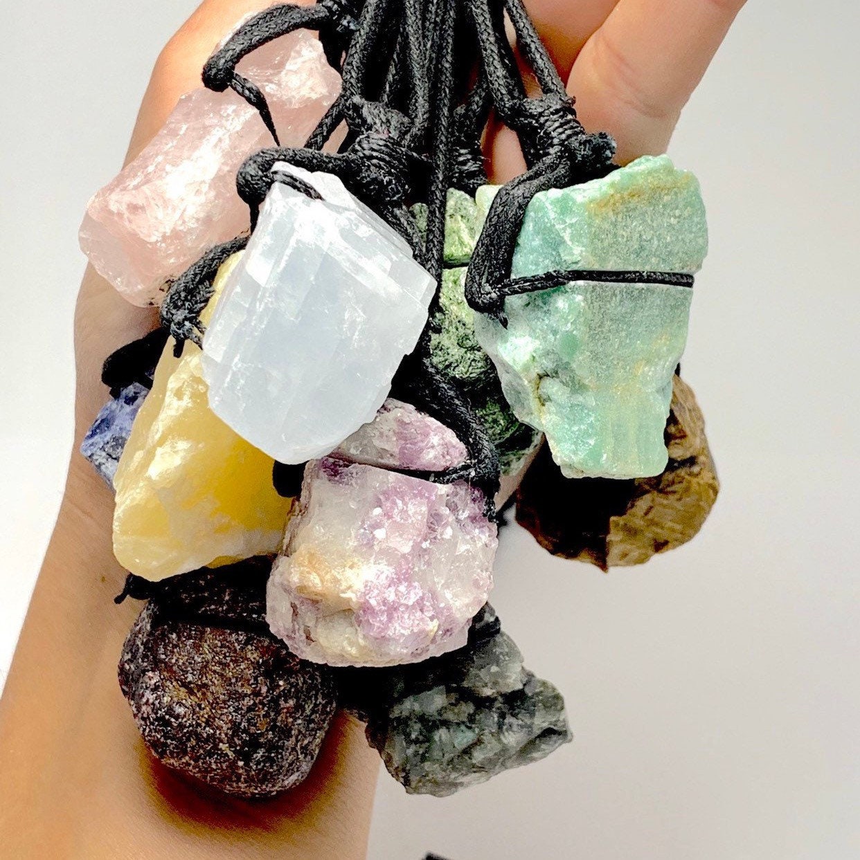 Raw Gemstone Cord Necklace, Choose Your Gemstone!