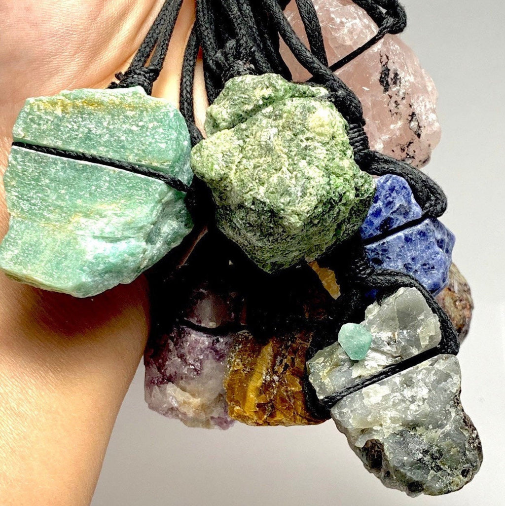 Raw Gemstone Cord Necklace, Choose Your Gemstone!
