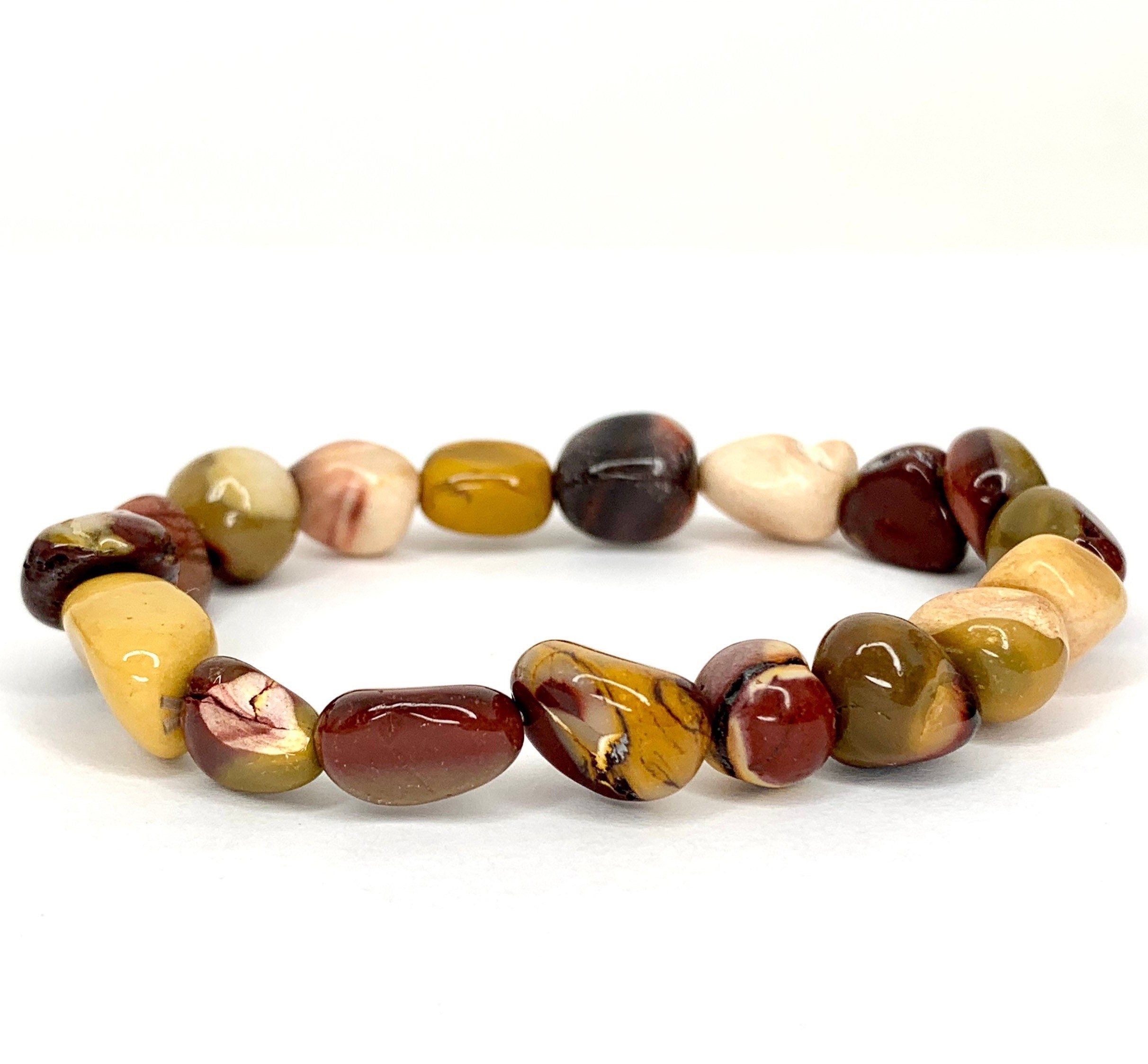 Mookaite Jasper Tumbled Beaded Crystal Bracelet