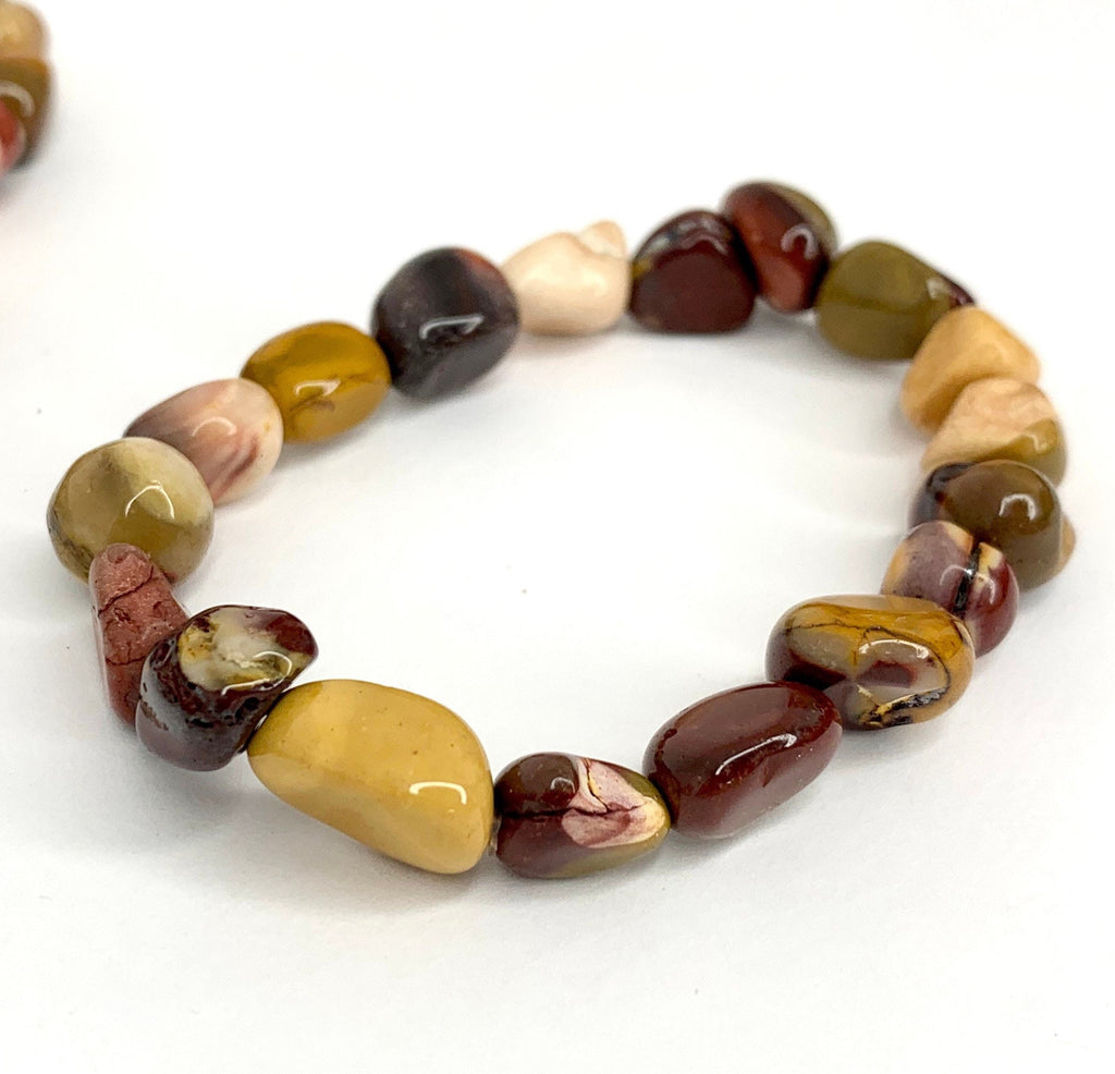 Mookaite Jasper Tumbled Beaded Crystal Bracelet