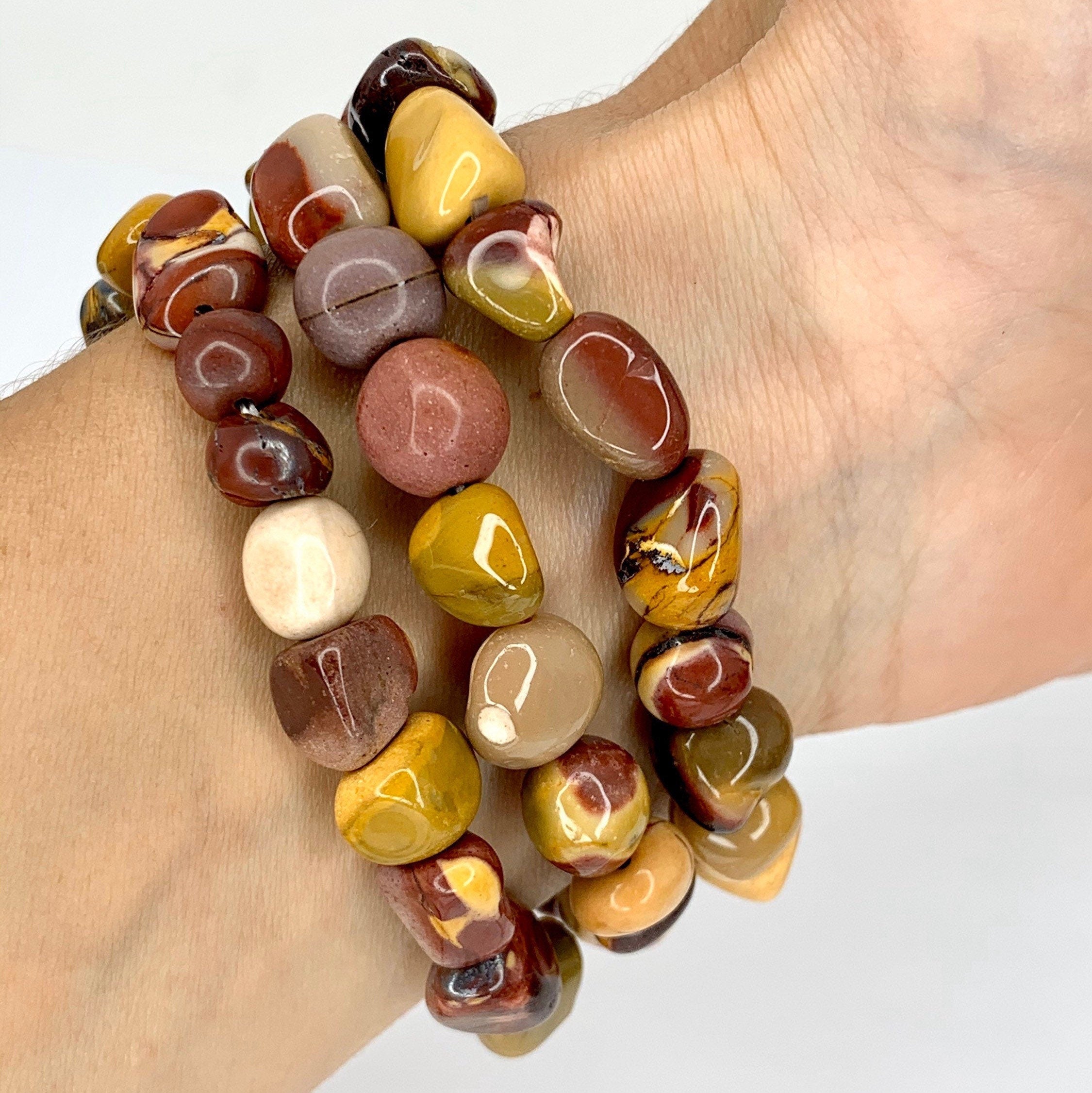 Mookaite Jasper Tumbled Beaded Crystal Bracelet