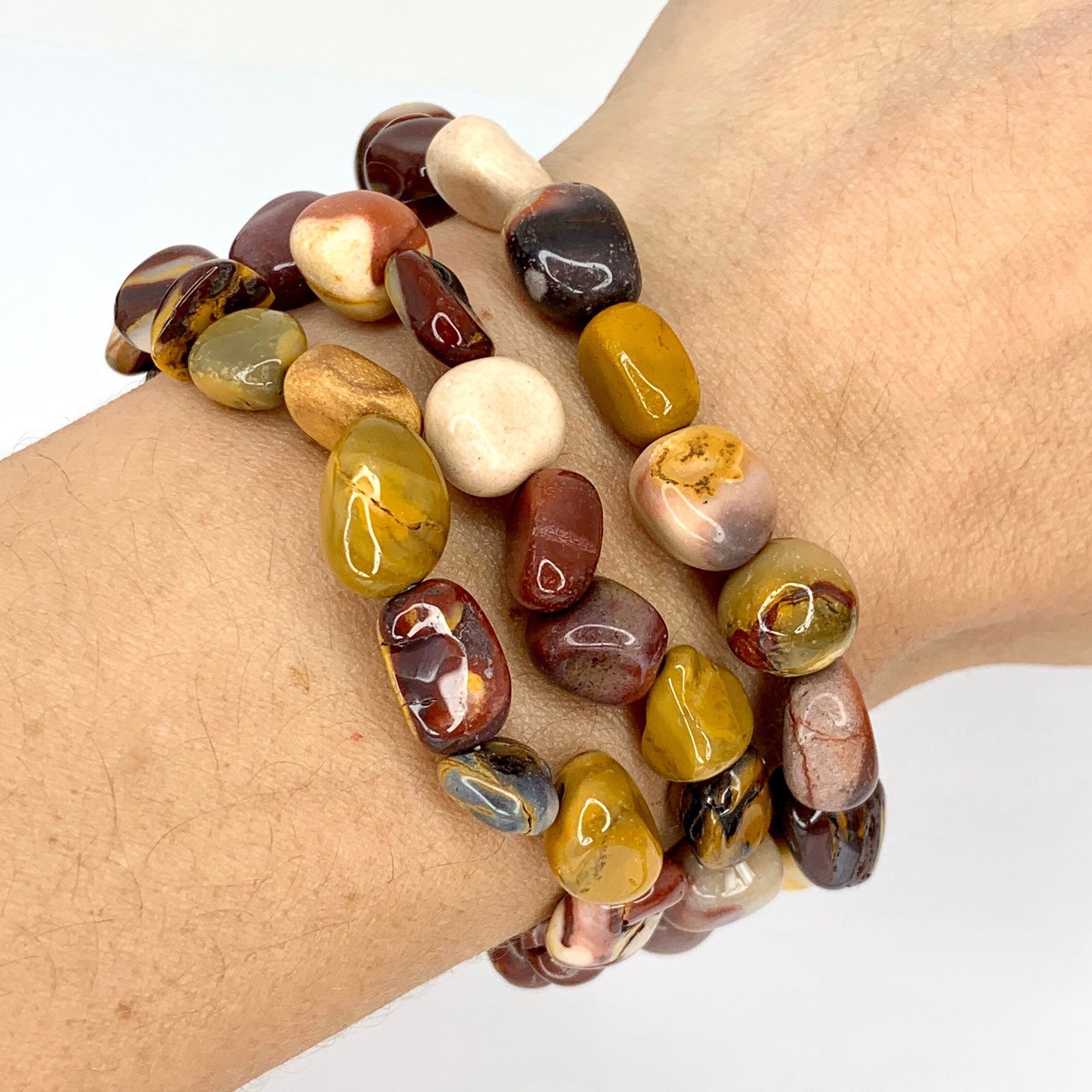 Mookaite Jasper Tumbled Beaded Crystal Bracelet