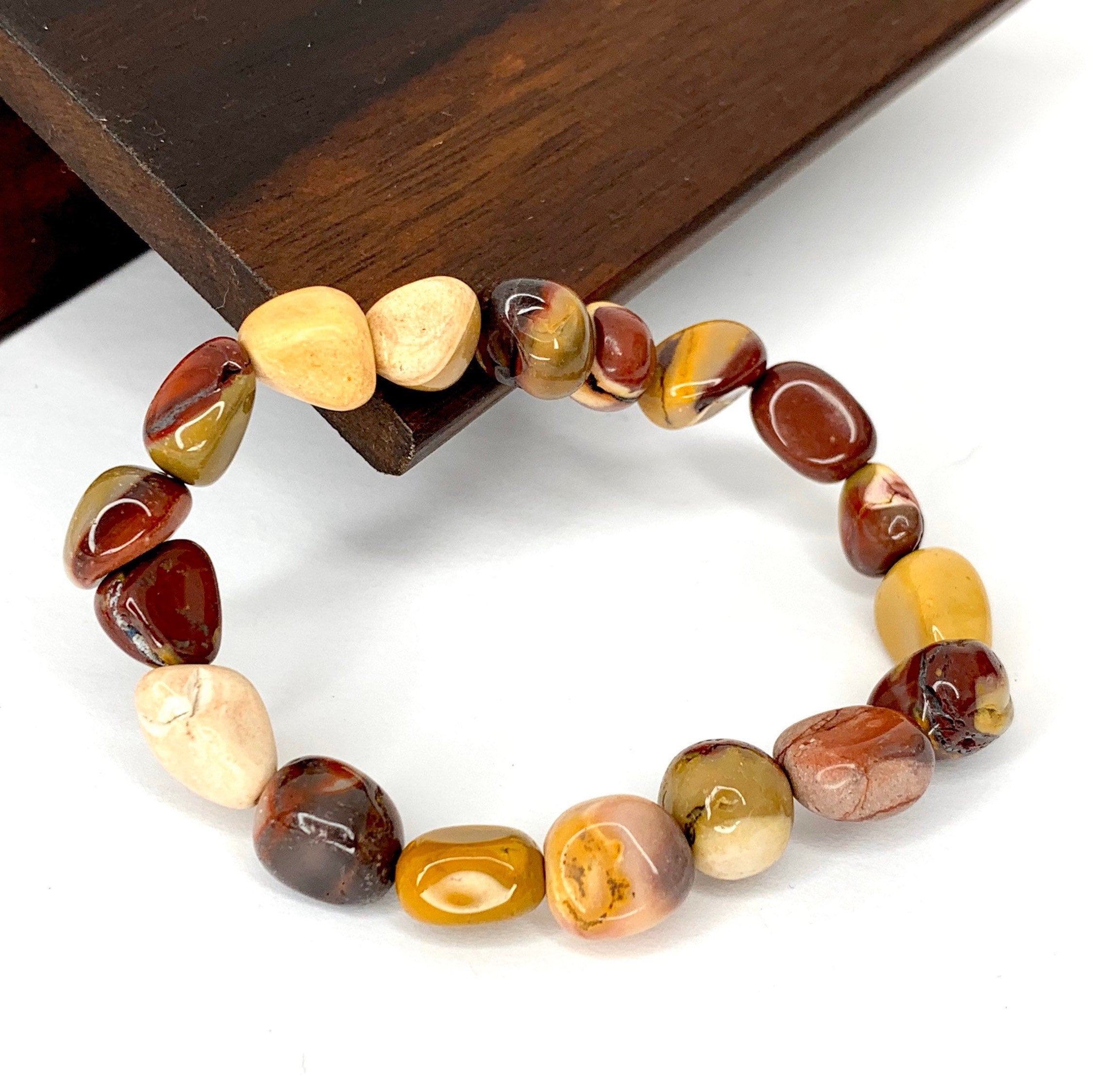 Mookaite Jasper Tumbled Beaded Crystal Bracelet