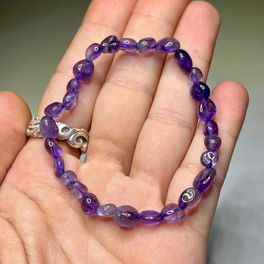 Amethyst Crystal Bracelet: 6mm Handmade Gemstone Beaded Bracelet