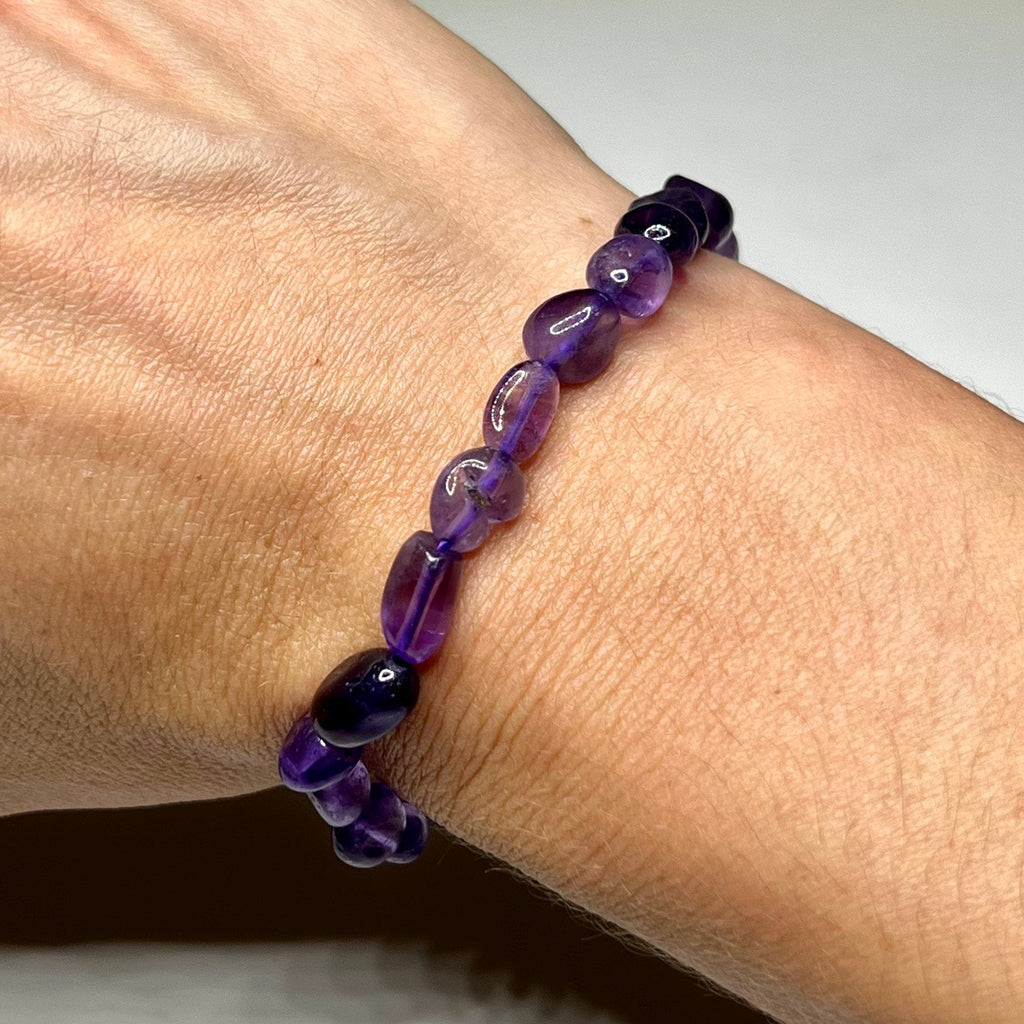 Amethyst Crystal Bracelet: 6mm Handmade Gemstone Beaded Bracelet