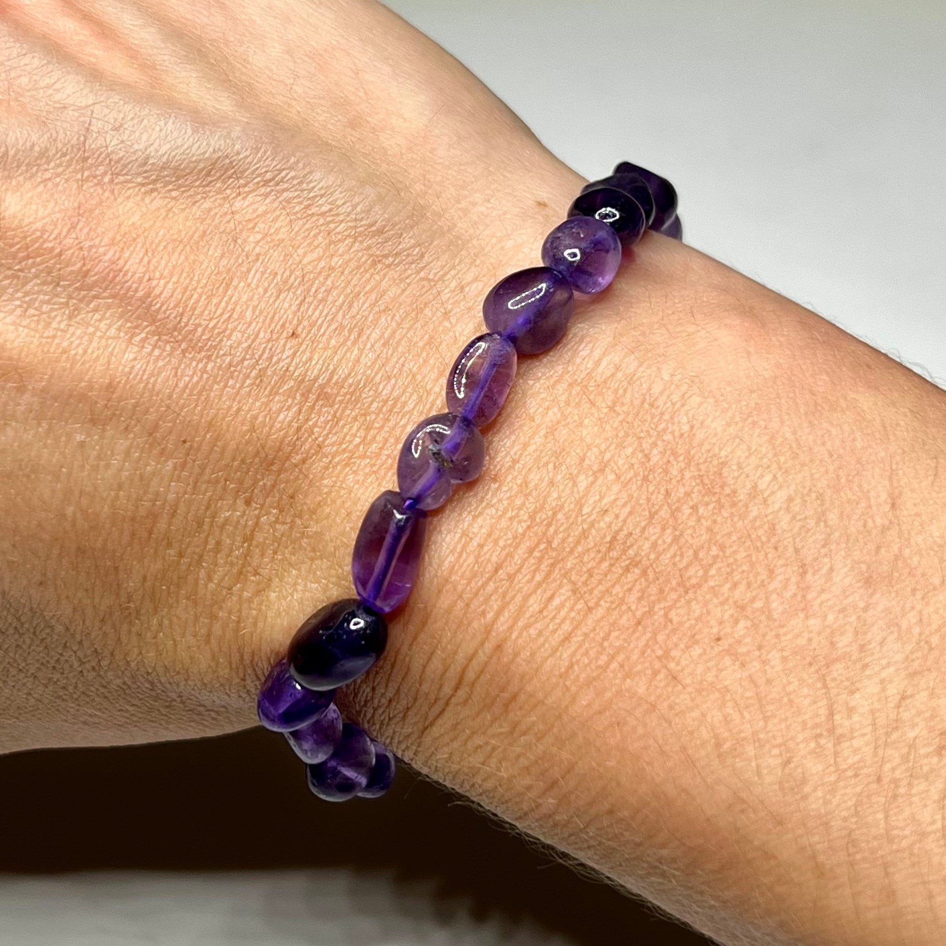 Amethyst Crystal Bracelet: 6mm Handmade Gemstone Beaded Bracelet