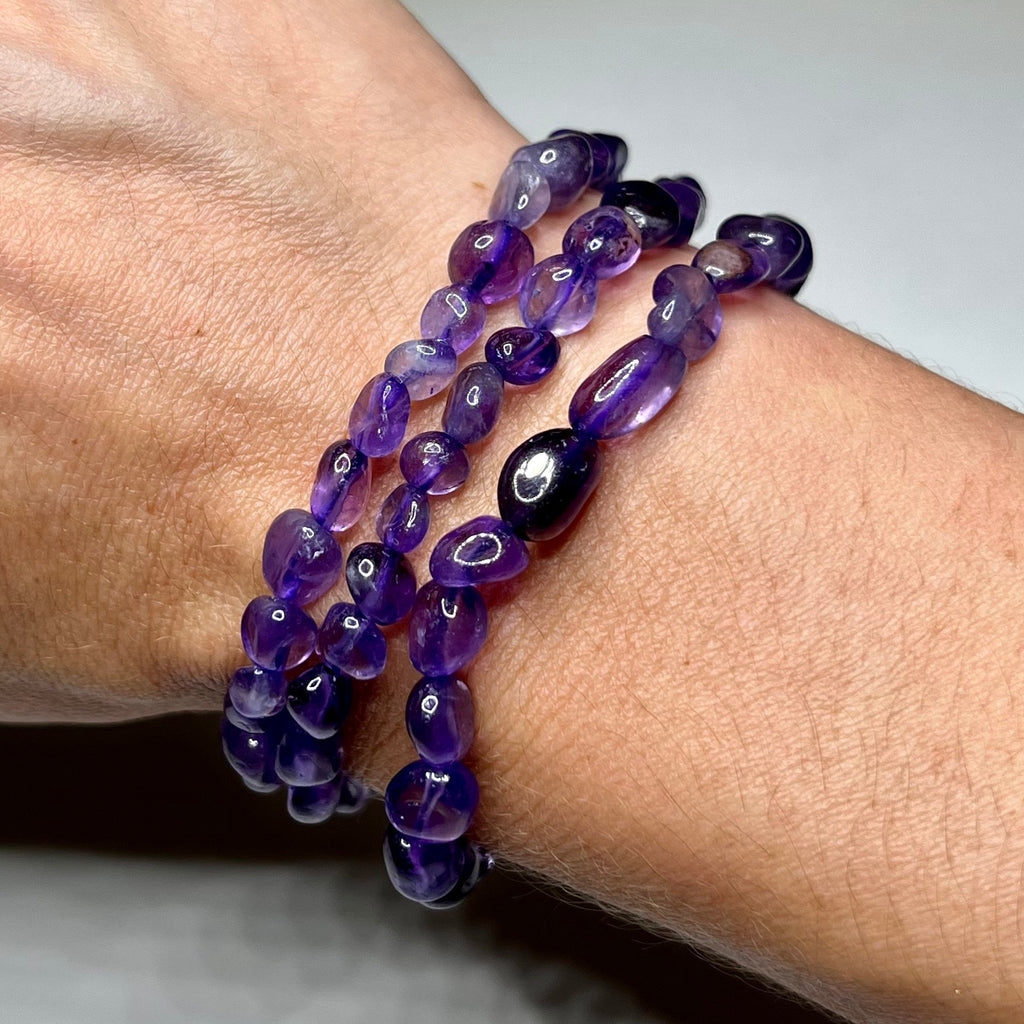 Amethyst Crystal Bracelet: 6mm Handmade Gemstone Beaded Bracelet