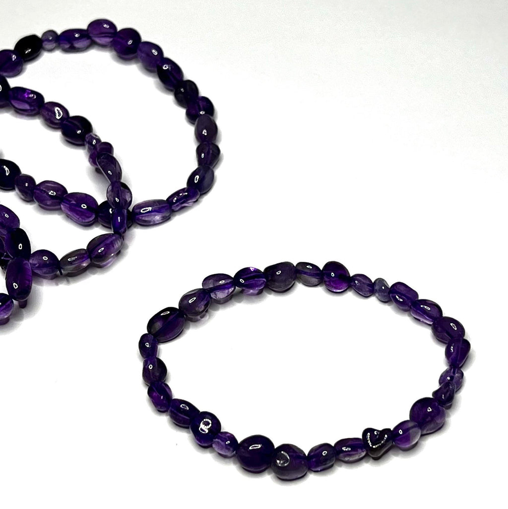 Amethyst Crystal Bracelet: 6mm Handmade Gemstone Beaded Bracelet