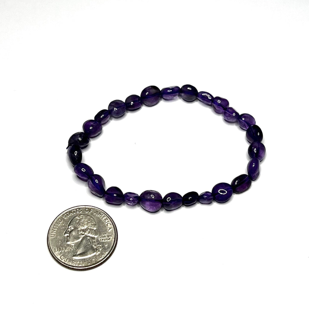 Amethyst Crystal Bracelet: 6mm Handmade Gemstone Beaded Bracelet