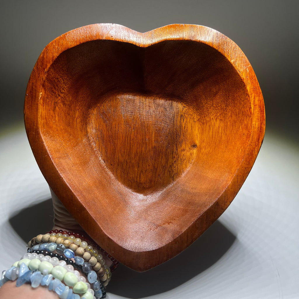 Handmade Heart Shaped Wood Bowl – Trinket Dish, Jewelry Holder