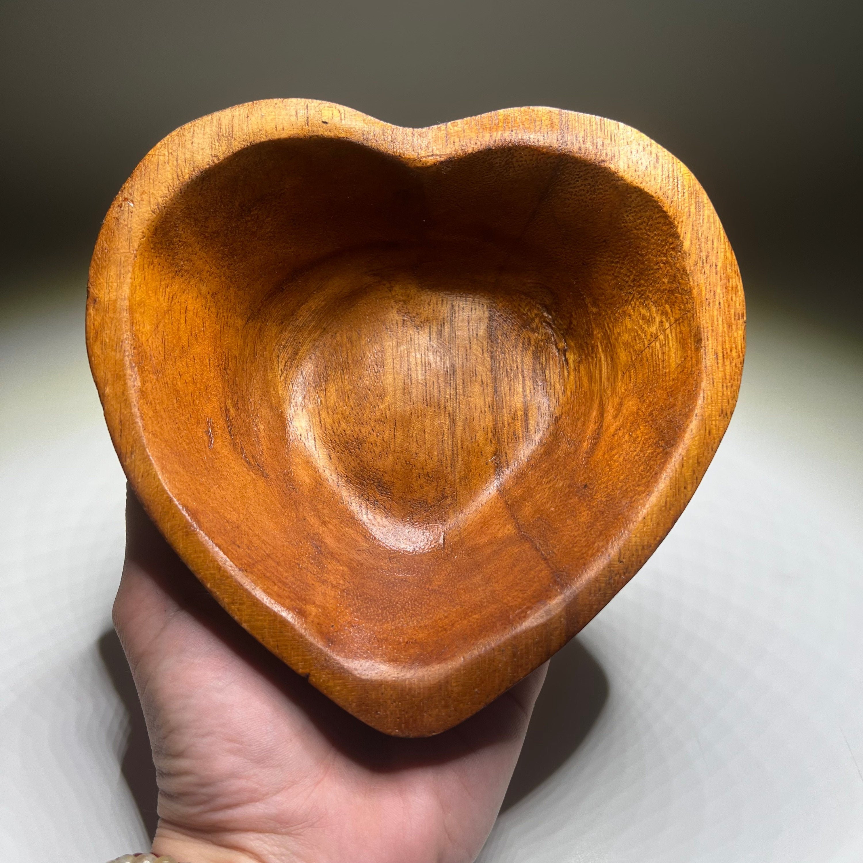 Handmade Heart Shaped Wood Bowl – Trinket Dish, Jewelry Holder