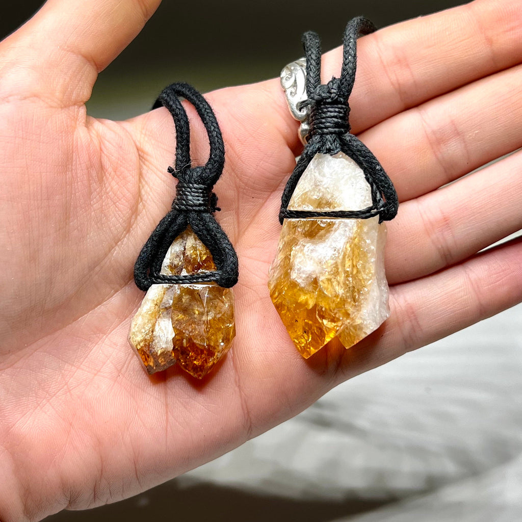 Citrine Crystal Point Pendant Necklace