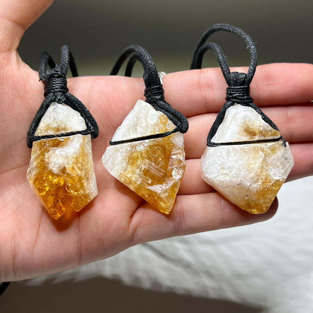 Citrine Crystal Point Pendant Necklace