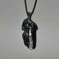 Raw Black Tourmaline & Mica Crystal Necklace - Cotton Cord