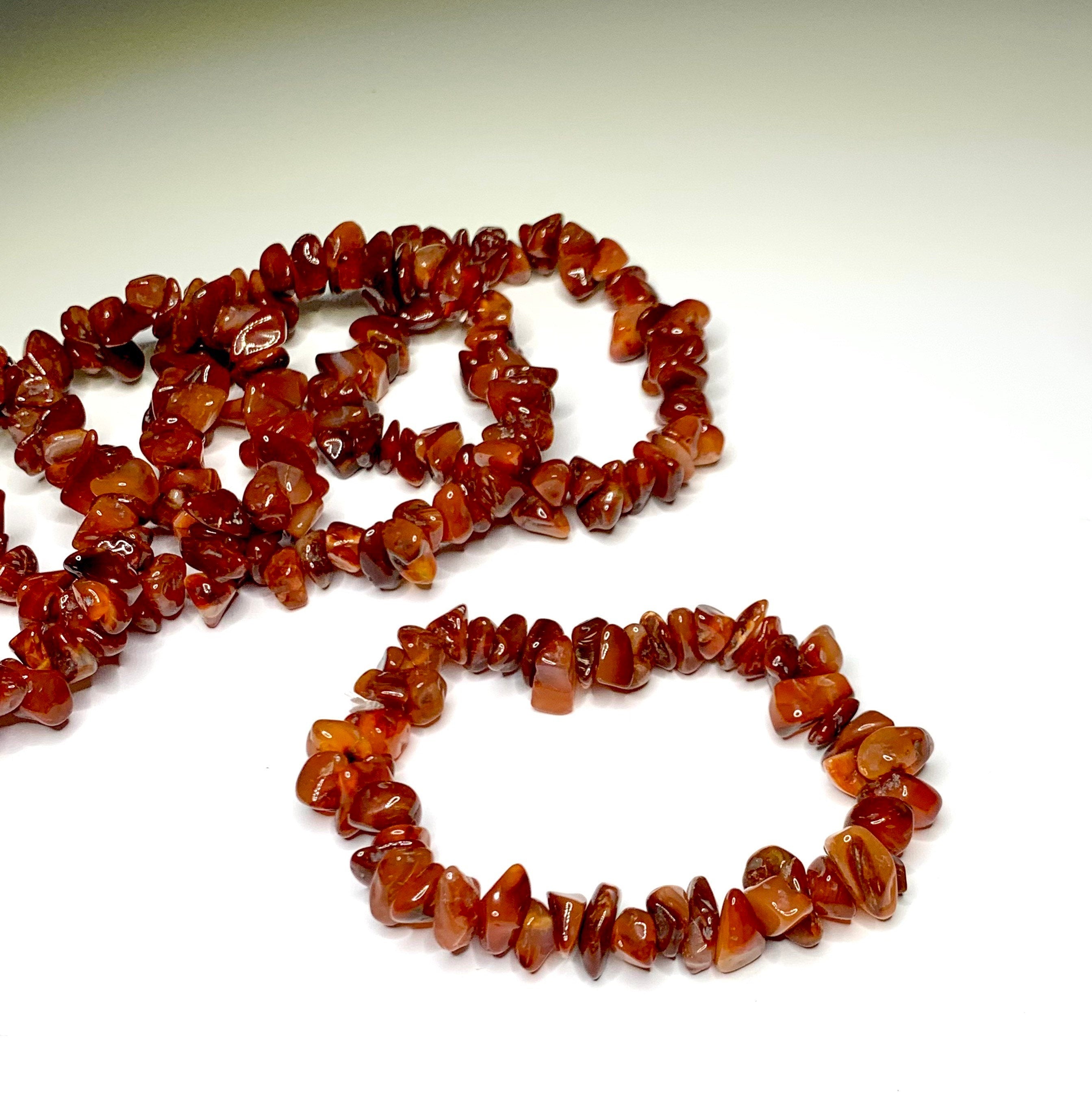 Carnelian Crystal Bracelet: Gemstone Chips Beaded Bracelet