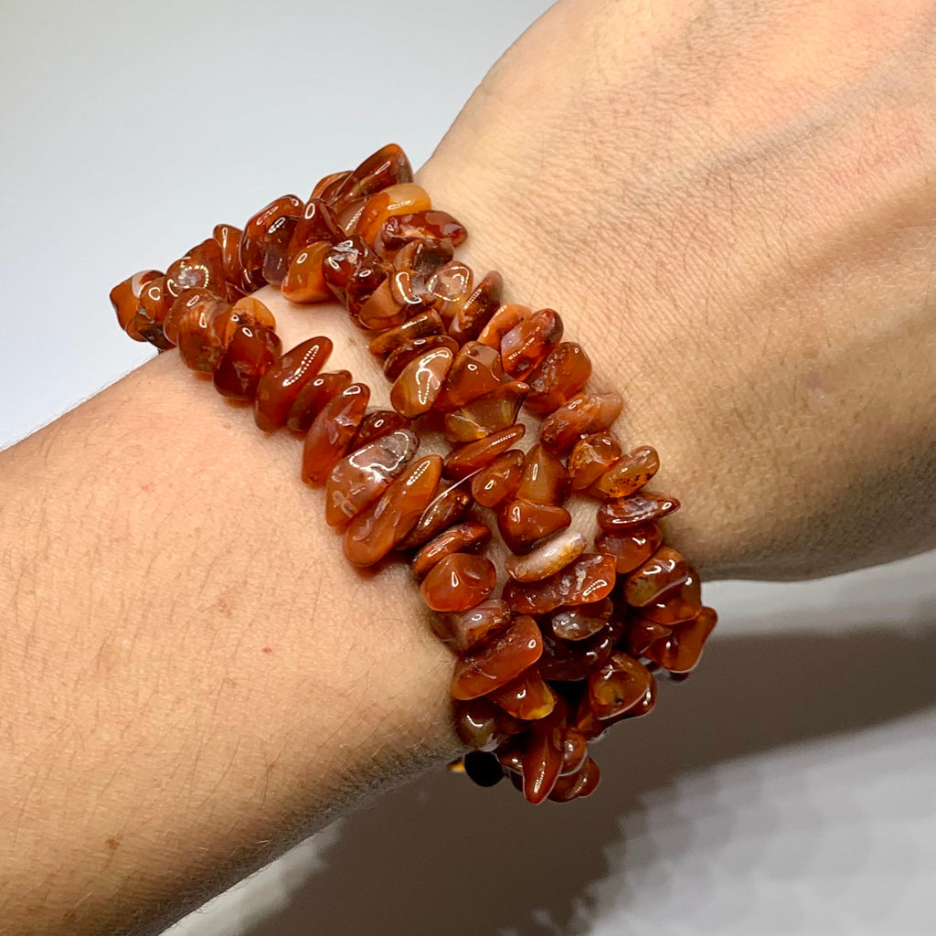 Carnelian Crystal Bracelet: Gemstone Chips Beaded Bracelet