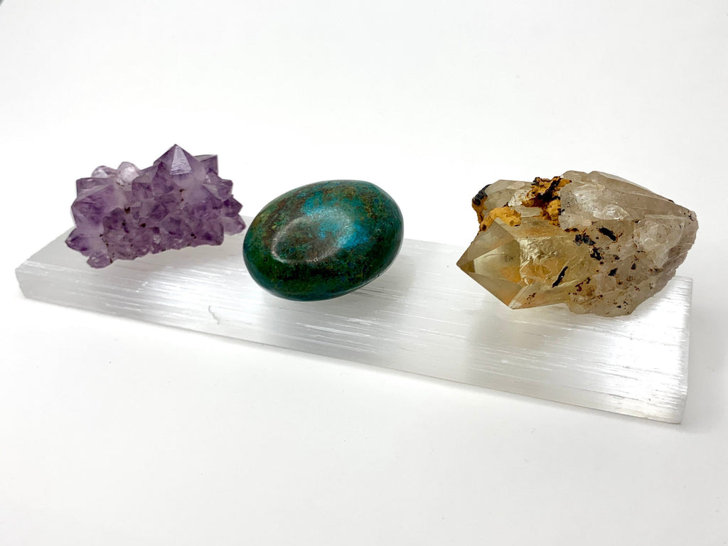Rough Selenite Charging Bar: 8-Inch Crystal Cleansing Station
