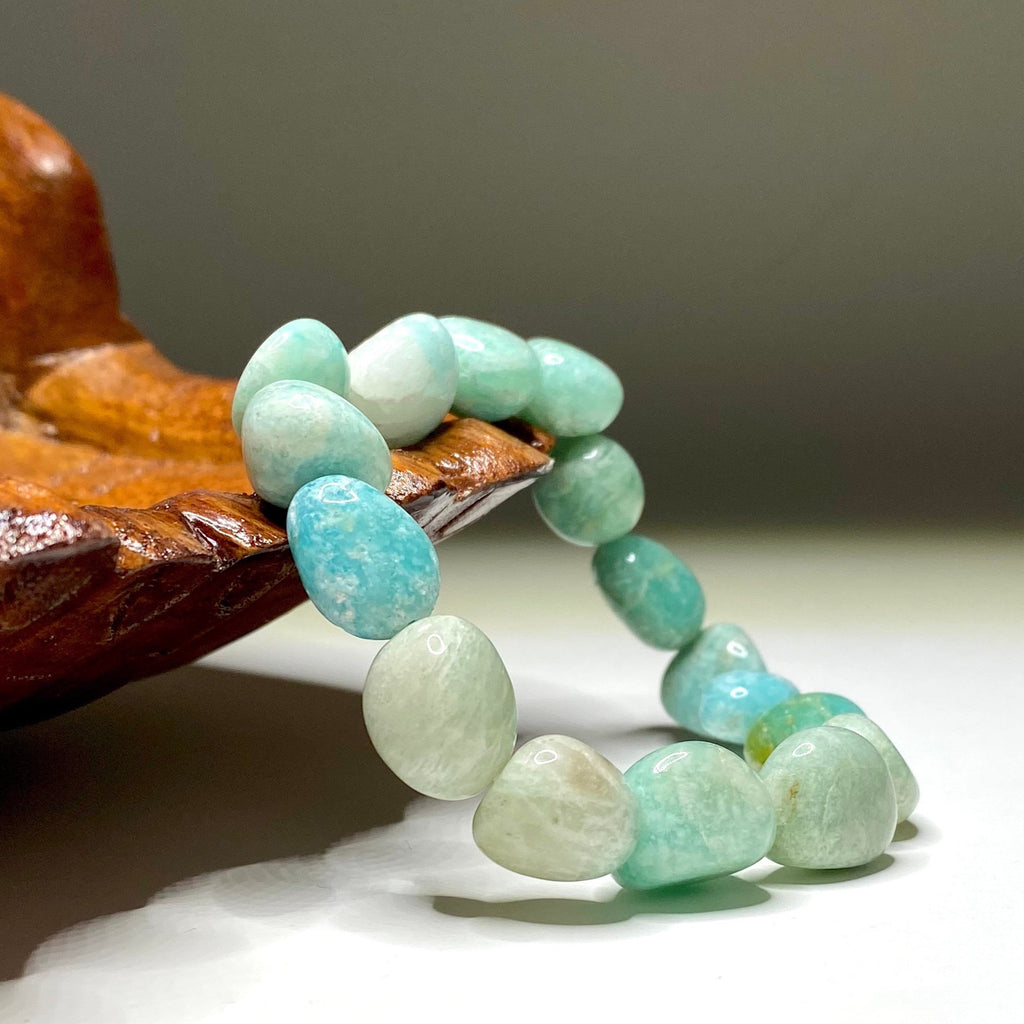 Amazonite Crystal Bracelet: Tumbled Gemstone Beaded Bracelet